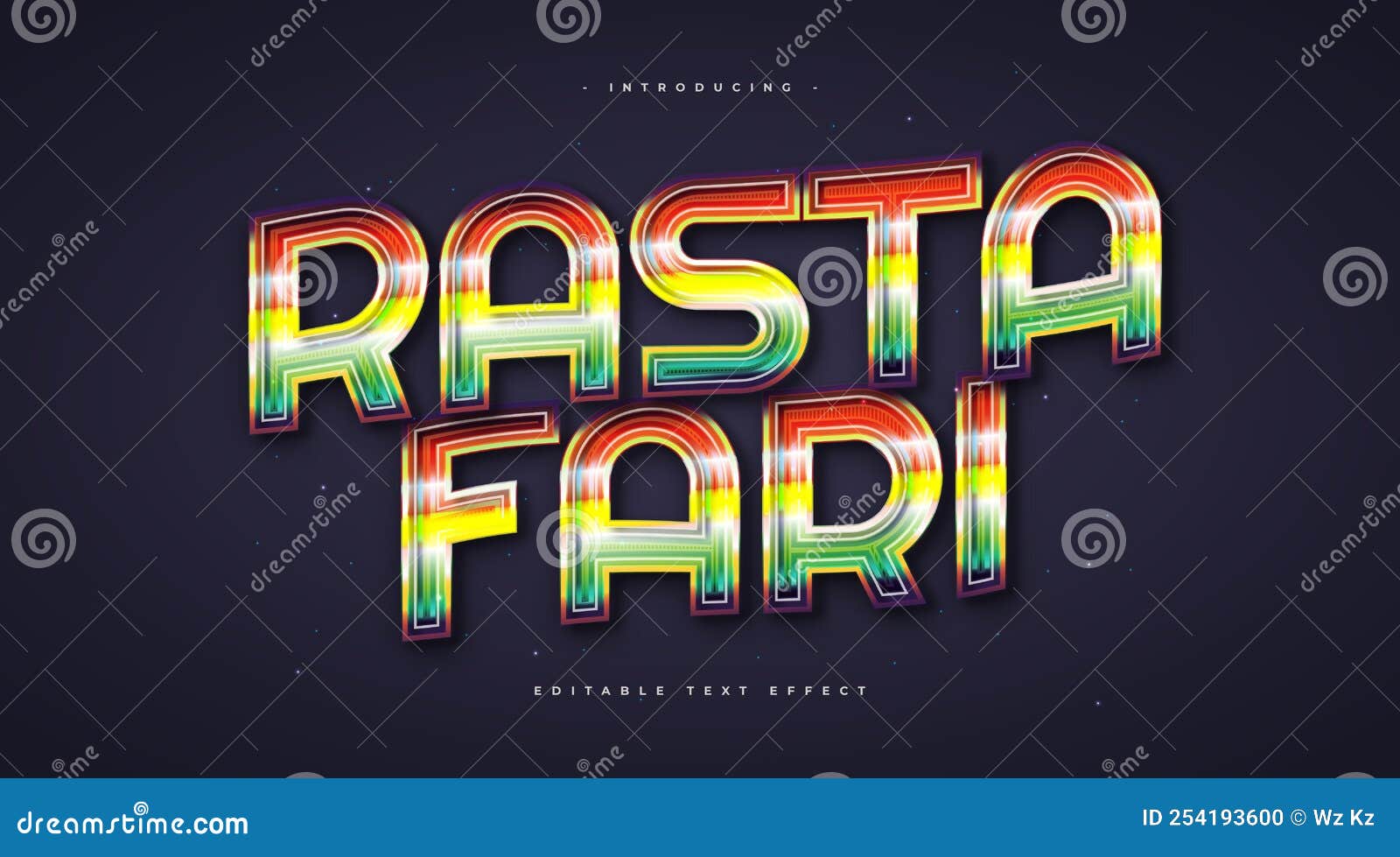 colorful rastafari text style with glowing effect