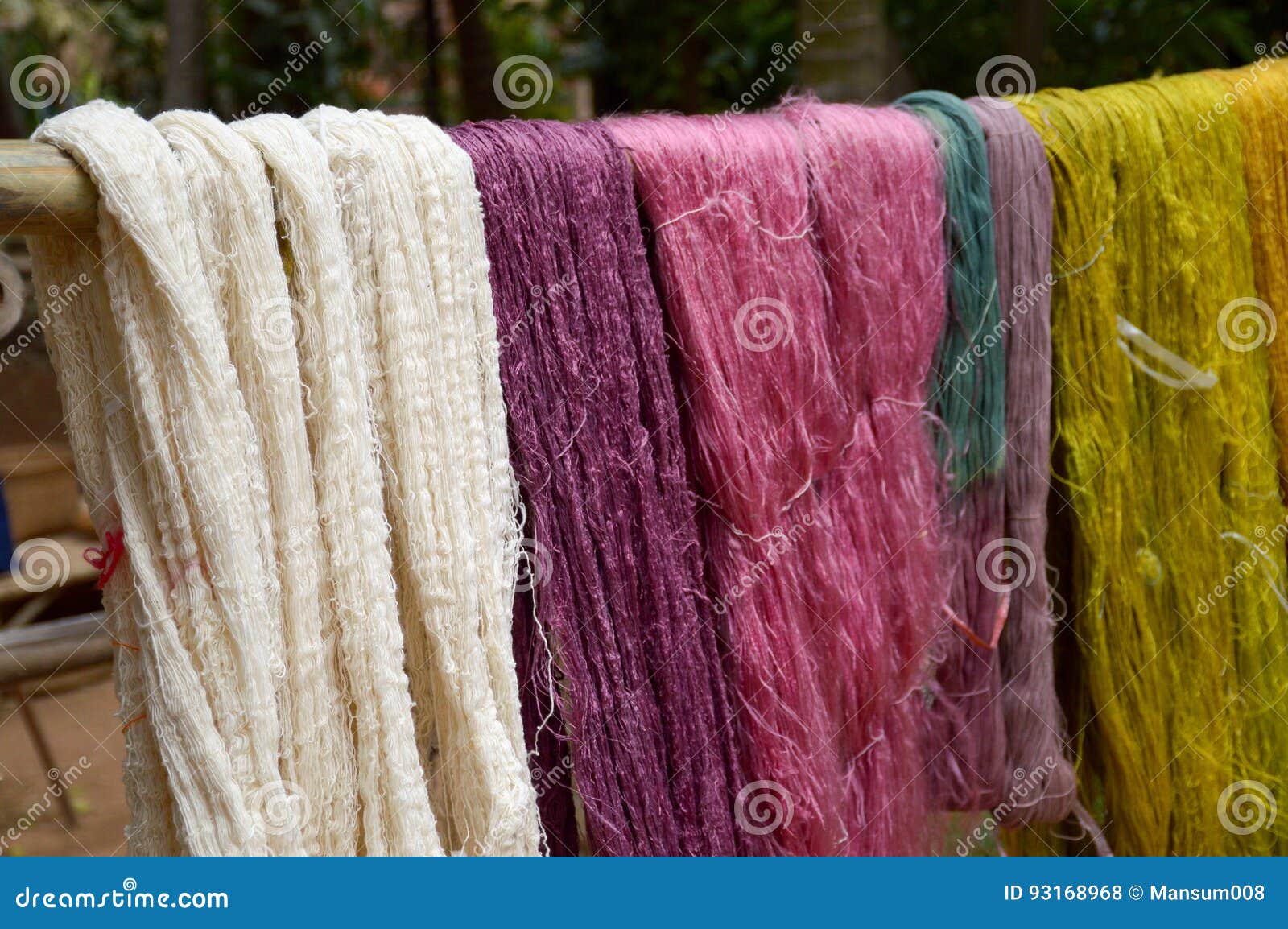 Colorful raw silk thread stock photo. Image of silk, silkworm 93168968
