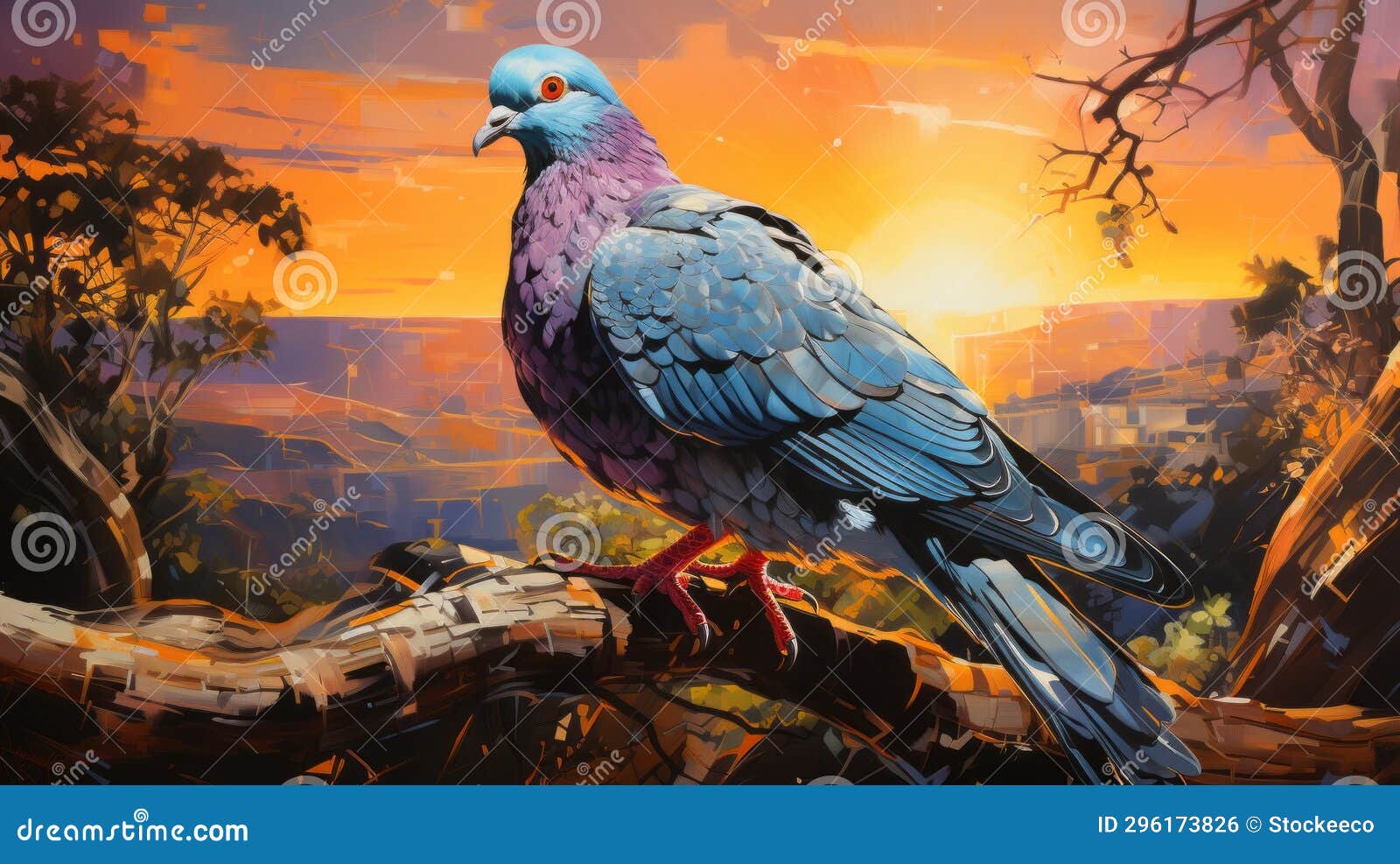 colorful realism: a unique rock pigeon shining in pop art style