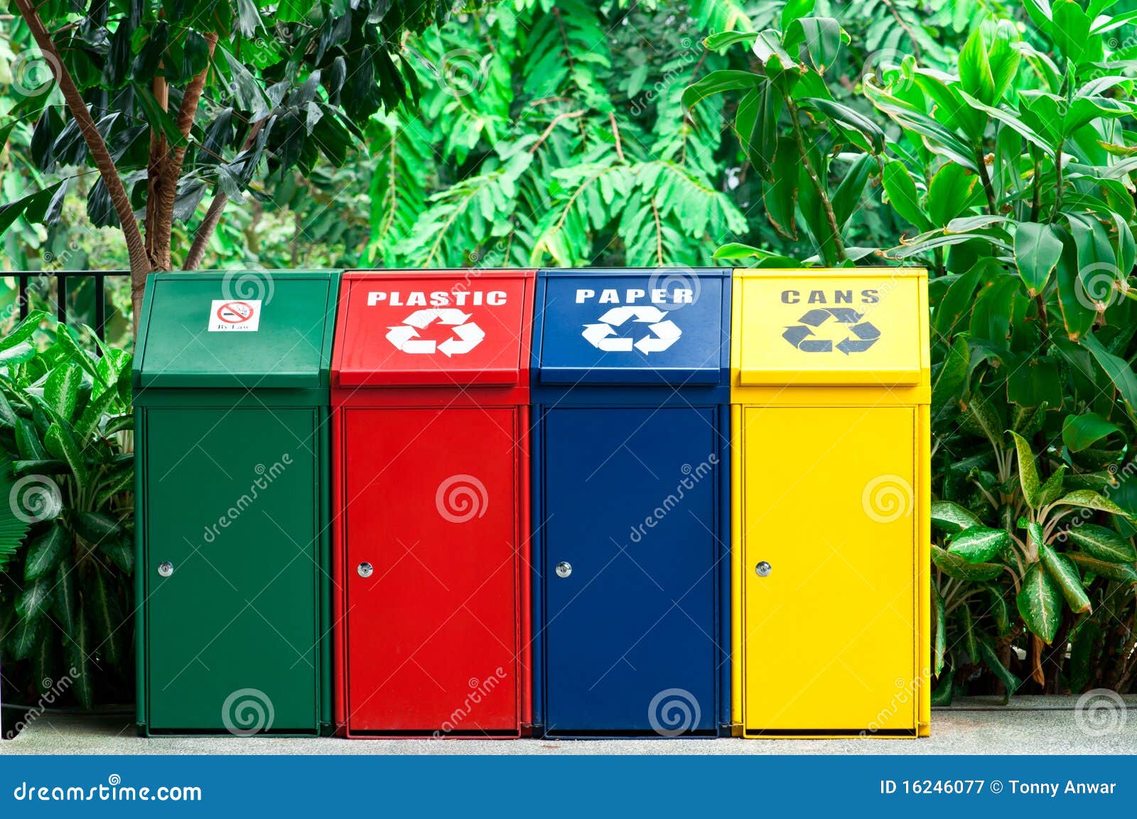 colorful recycling bins
