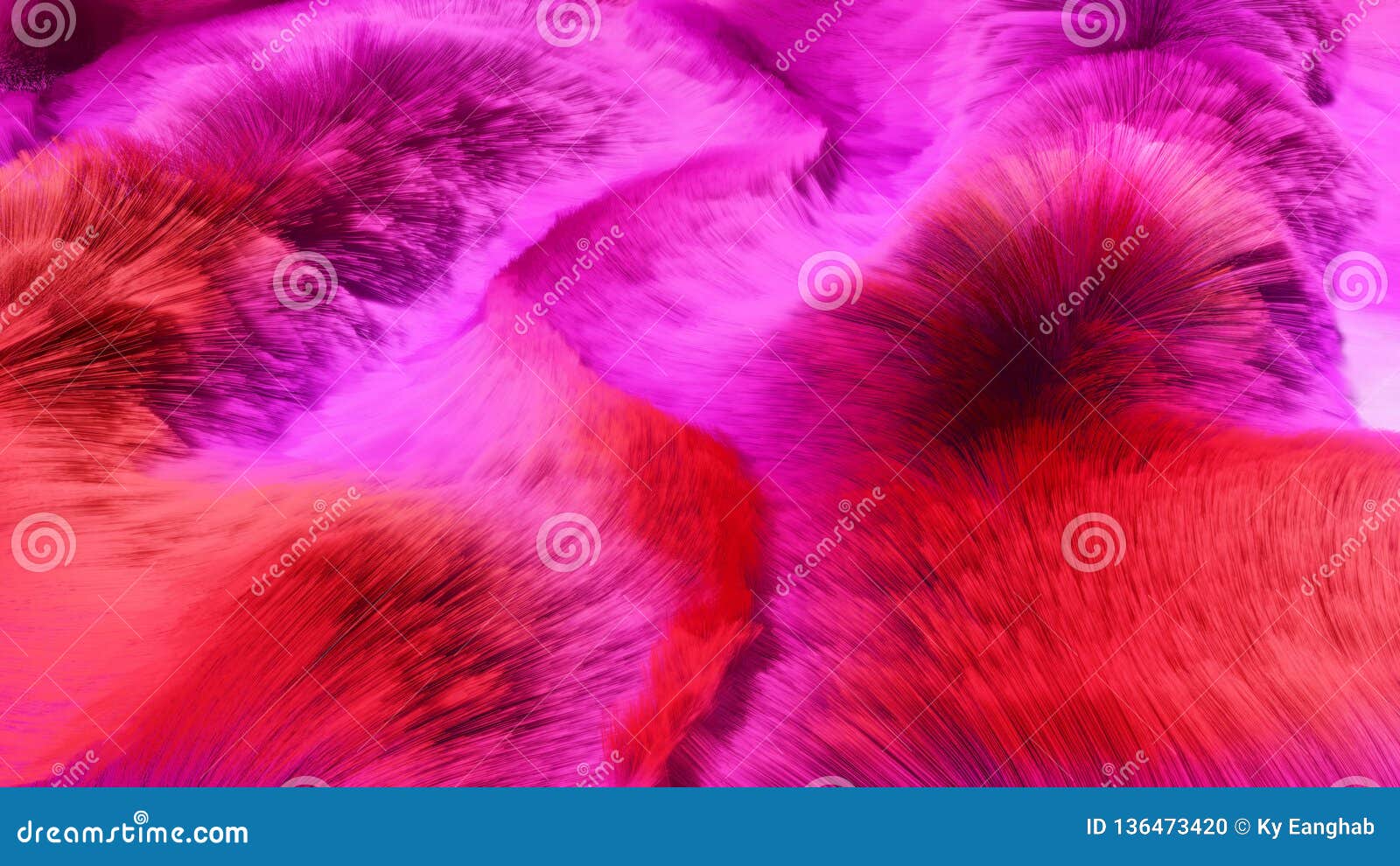 Colorful Red And Pink Hair Length Carpet 3d Rendered Background
