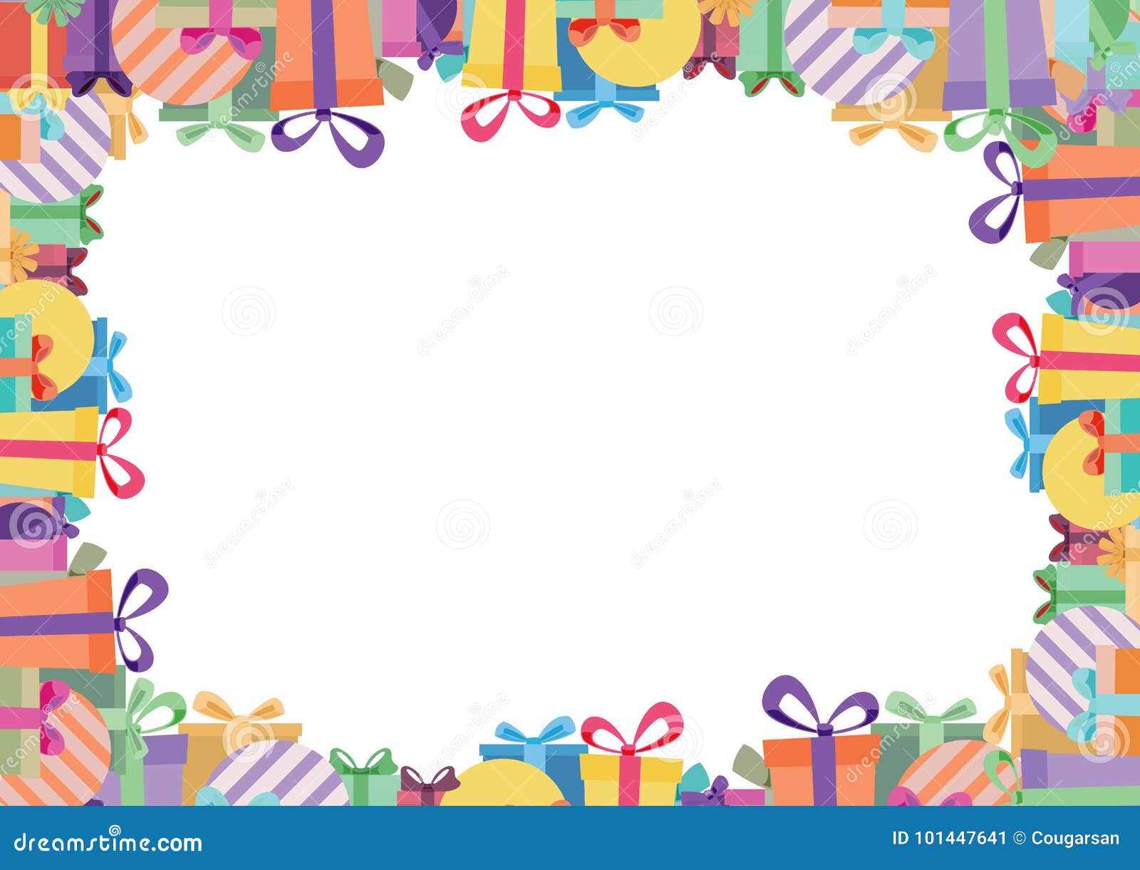 Colorful Ribbon Gift Box Border White Paper Background Stock Vector Illustration of greeting