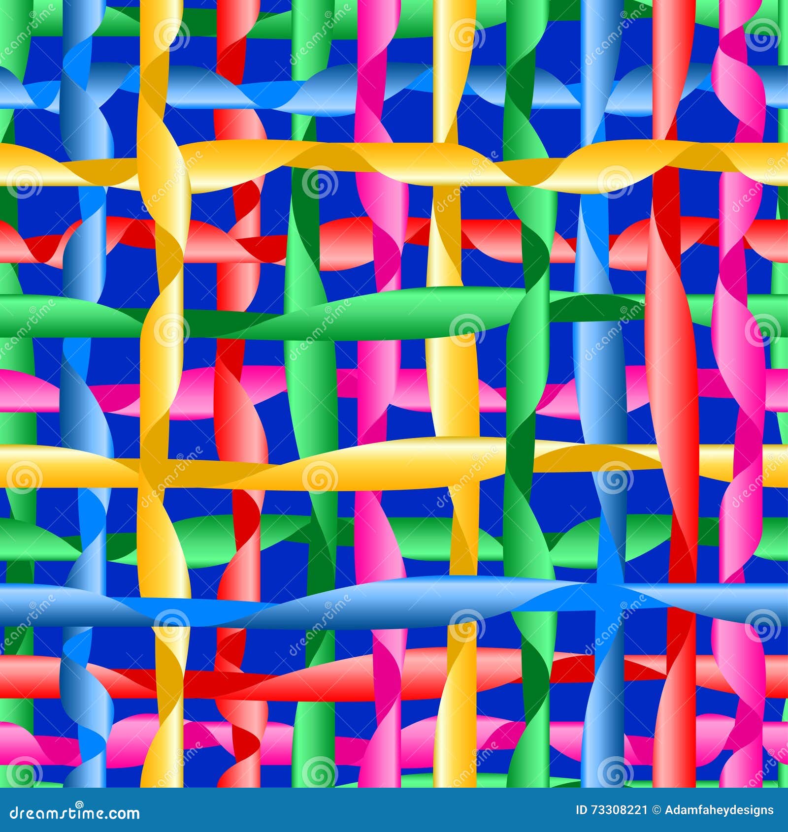 Colorful Ribbons on Blue Background Seamless Pattern Stock Vector