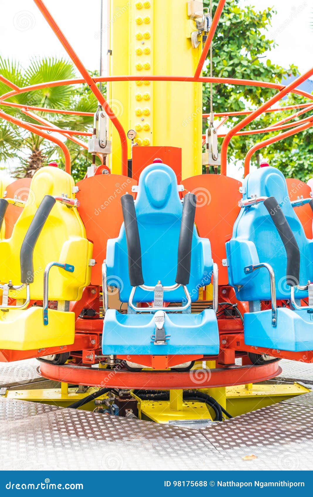 Colorful Roller Coaster Seats at Amusement Park Stock Photo Image of
