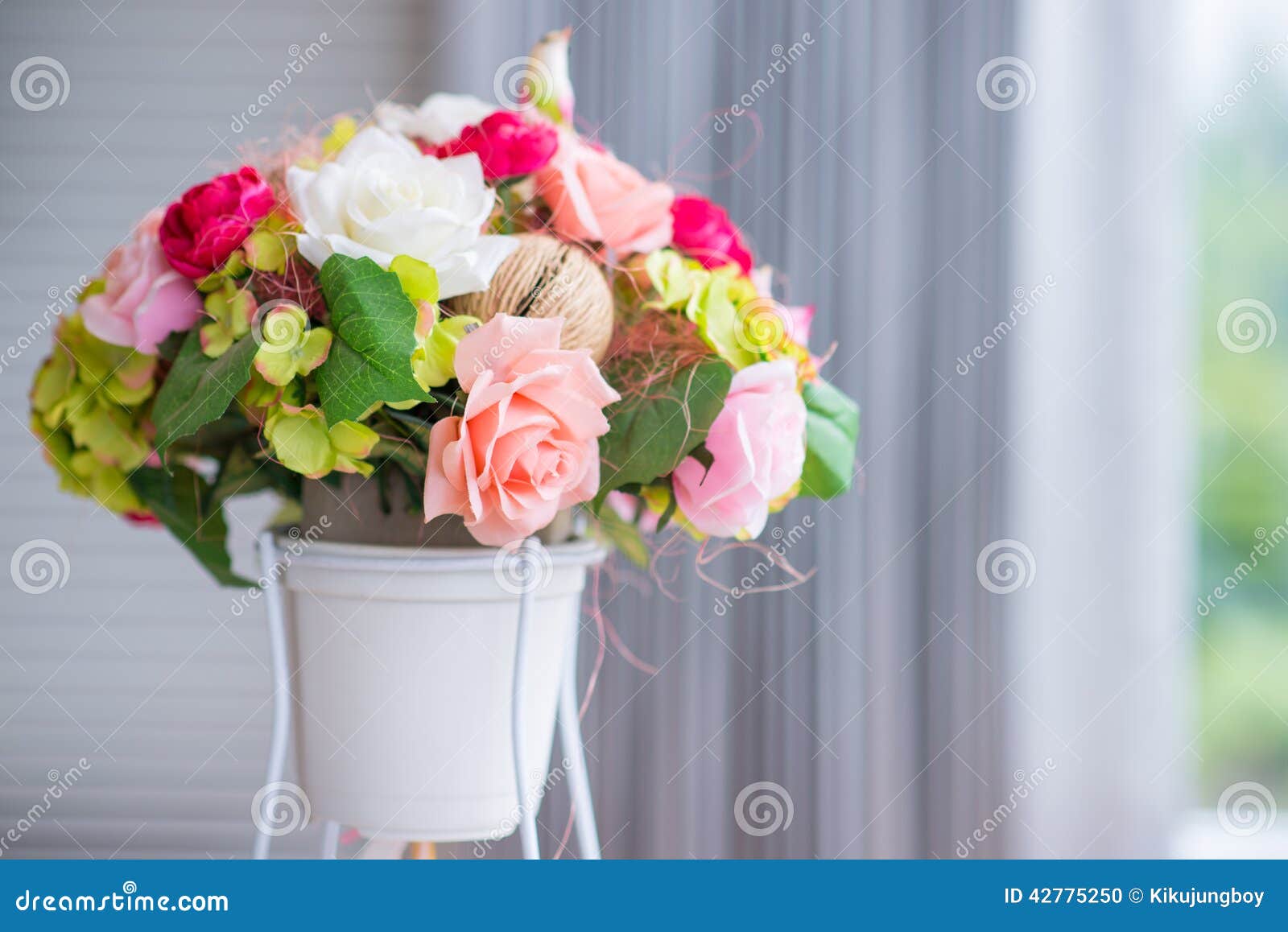 Colorful Rose Flower in Pot Stock Photo Image of leaf, bunch 42775250