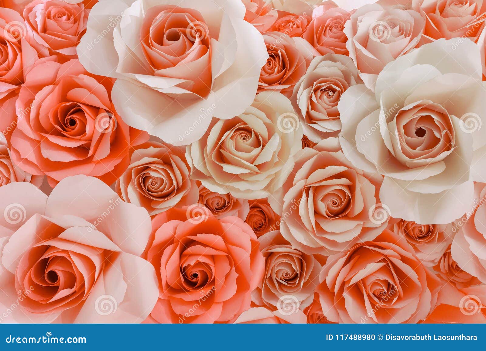 Colorful Rose Paper Flowers are Texture Background Stock Photo - Image