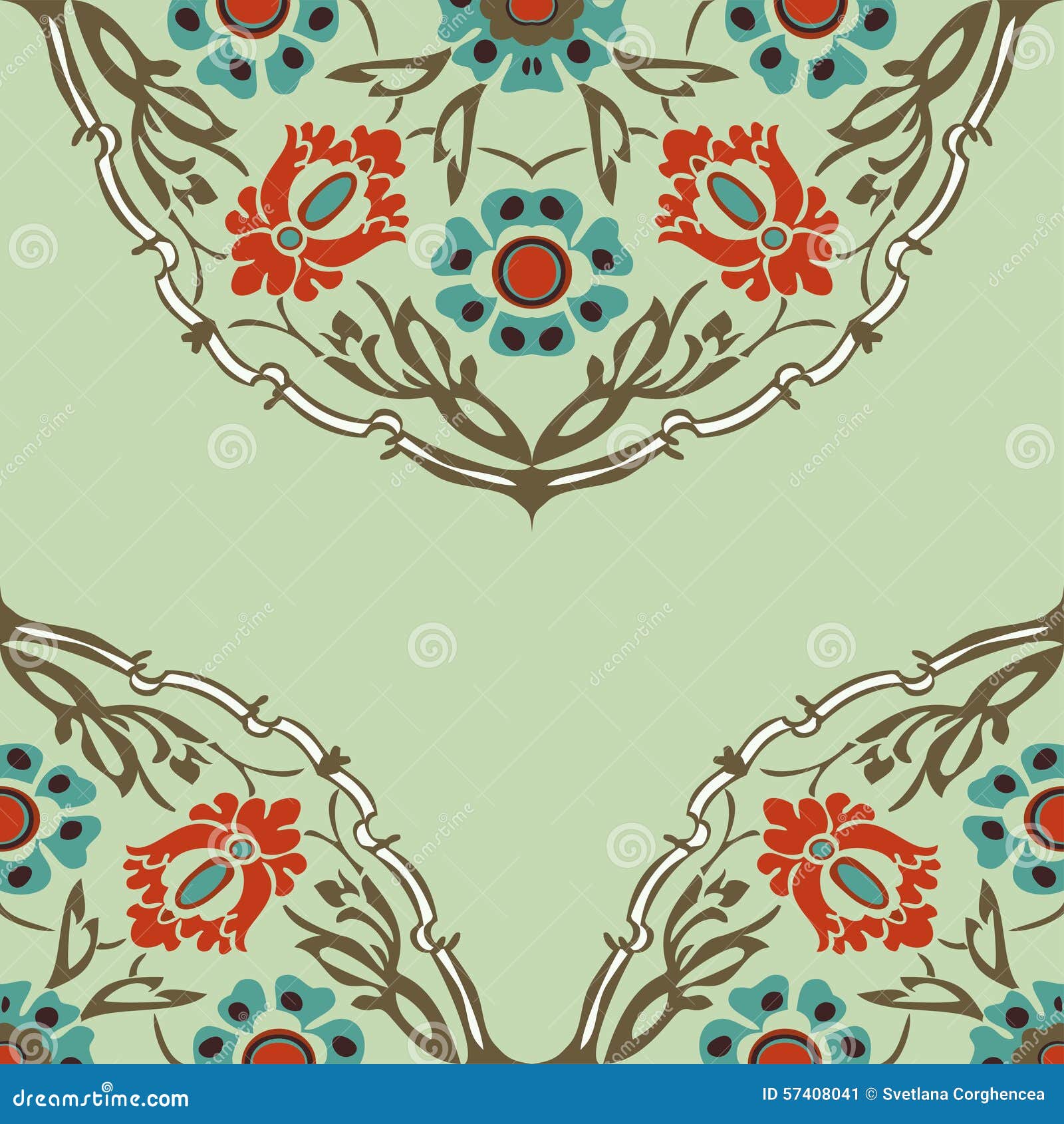 Colorful Round Floral Border Corner Background Vector Stock Vector