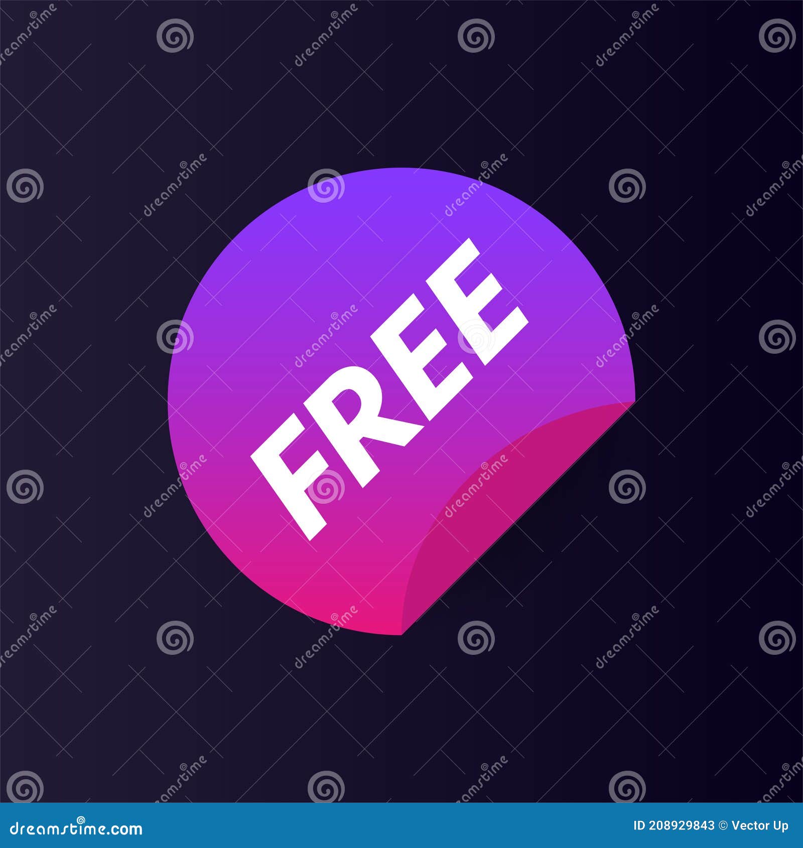 Colorful Round Free Sticker on Black Background Stock Vector