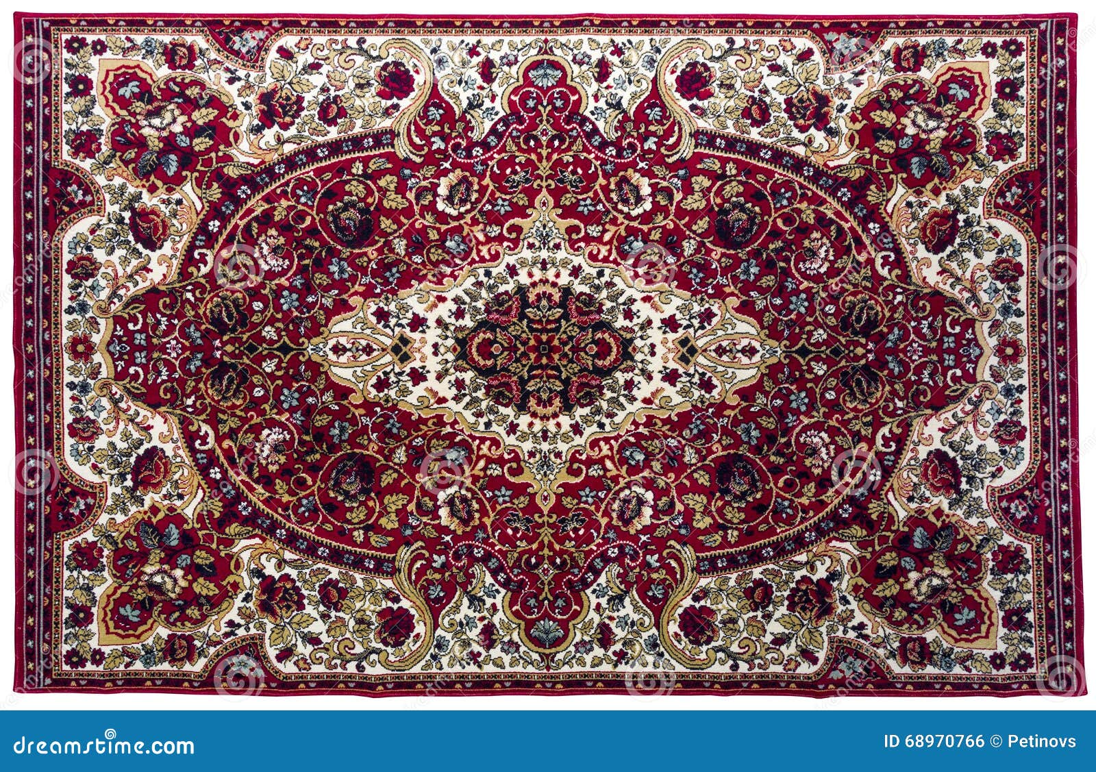 colorful rug with oriental ornaments  on white backgroun