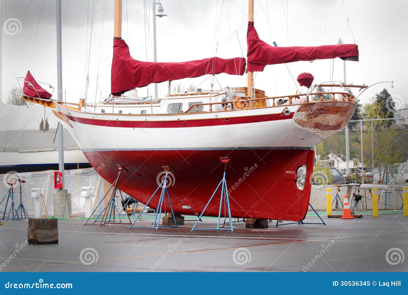 Colorful Sailboat In Dry Dock Royalty Free Stock Photo ...