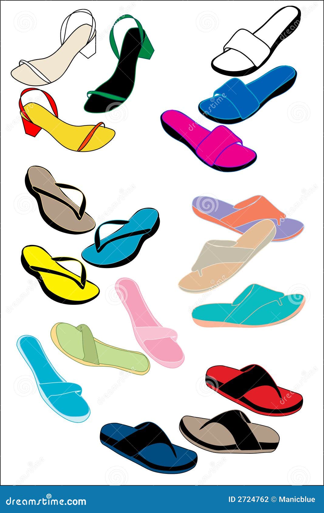 Colorful sandals stock illustration. Illustration of creativity - 2724762