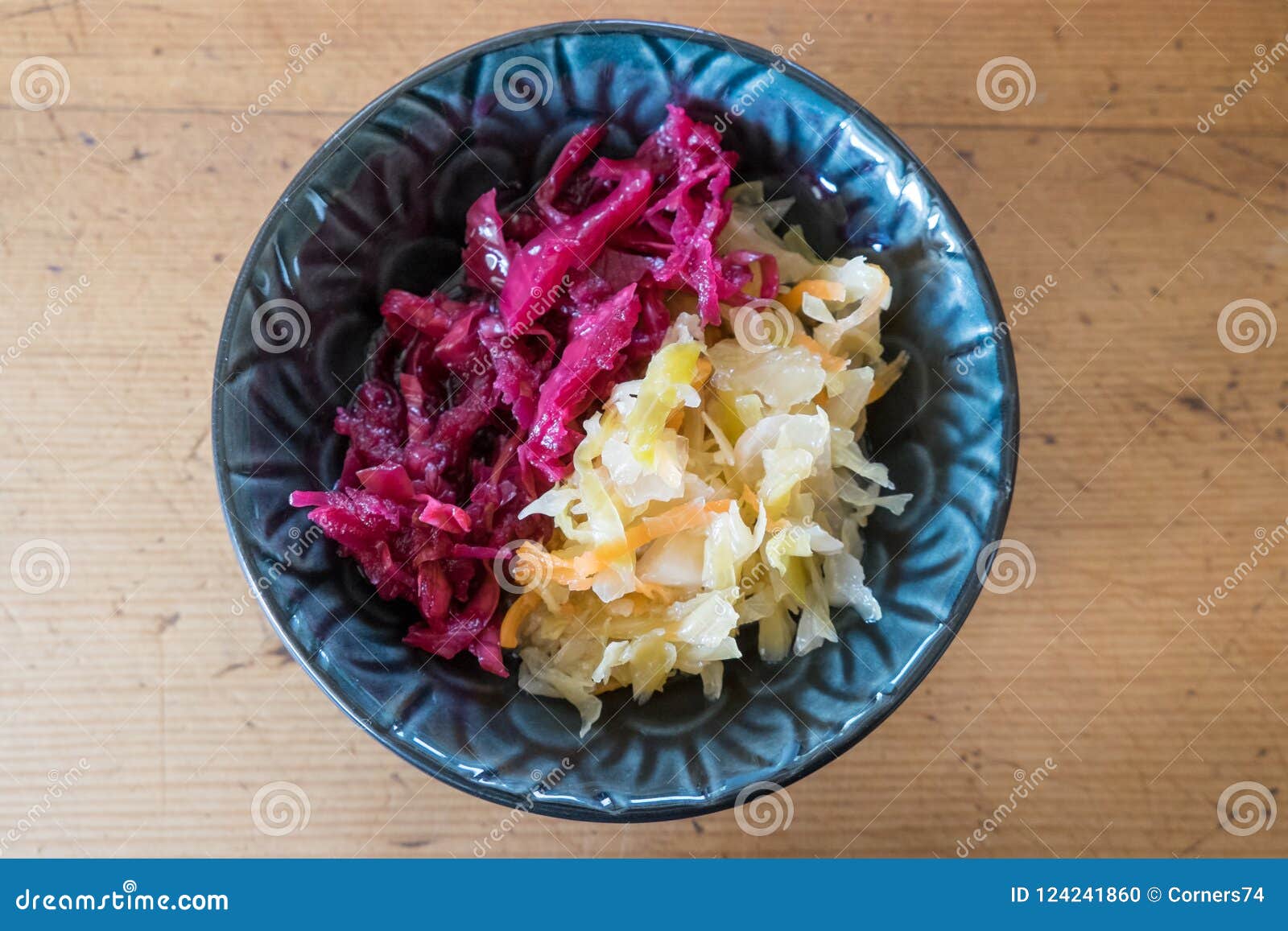 colorful sauerkraut home made fermented food from red and green