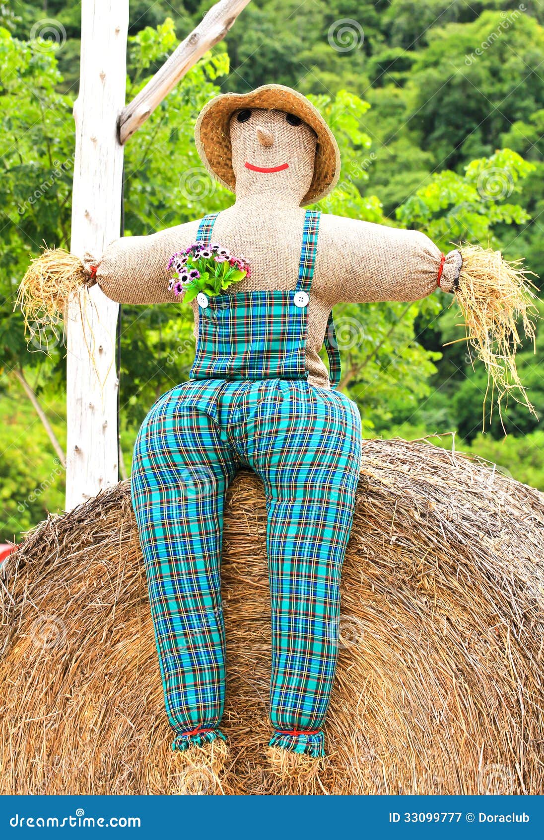 Colorful Scarecrow is Dressed in Clothes Stock Image - Image of crow