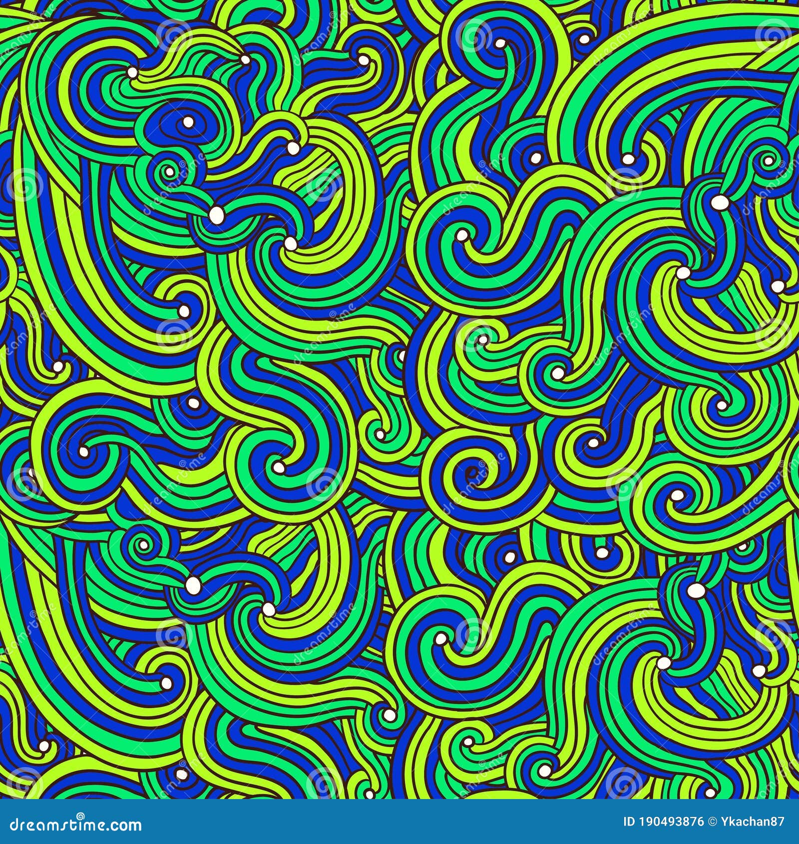 Colorful Seamless Pattern with Curly Doodle Lines. Vector Illustration ...