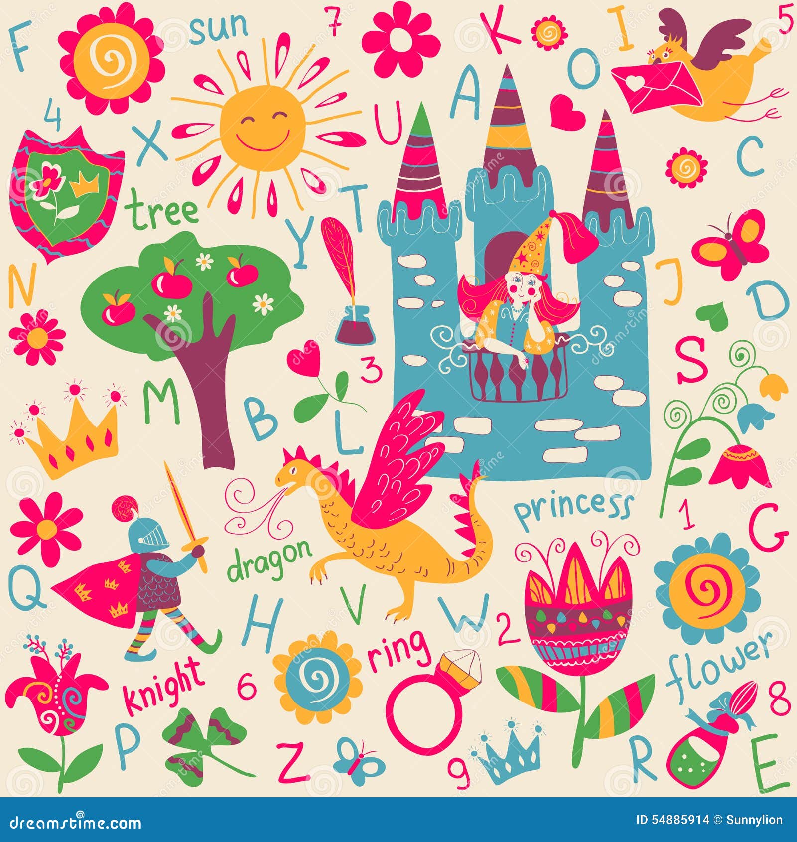 colorful seamless pattern fabulous alphabet