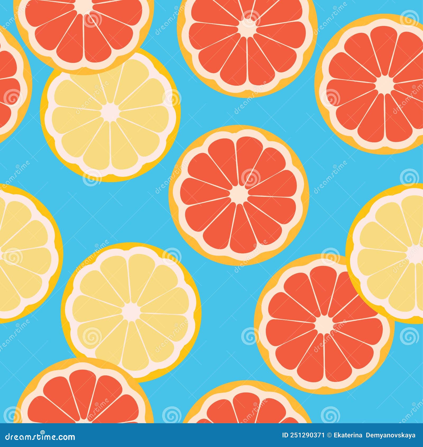 colorful seamless pattern with orange and grapefruit slices.  