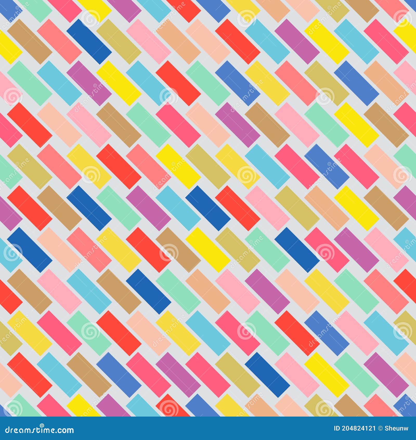 Colorful Seamless Pattern with Rectangle Mosaic Shapes. Brick Wall