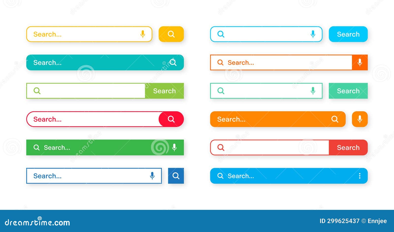 Colorful Search Bar Templates. Browser Engine with Search Box