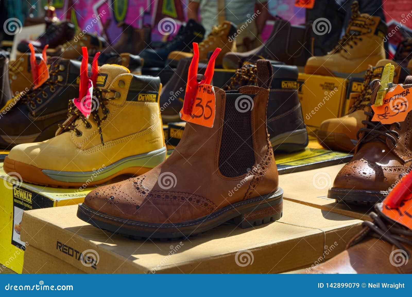 Top Named Brand Boots For Sale On Market Stall Editorial ...