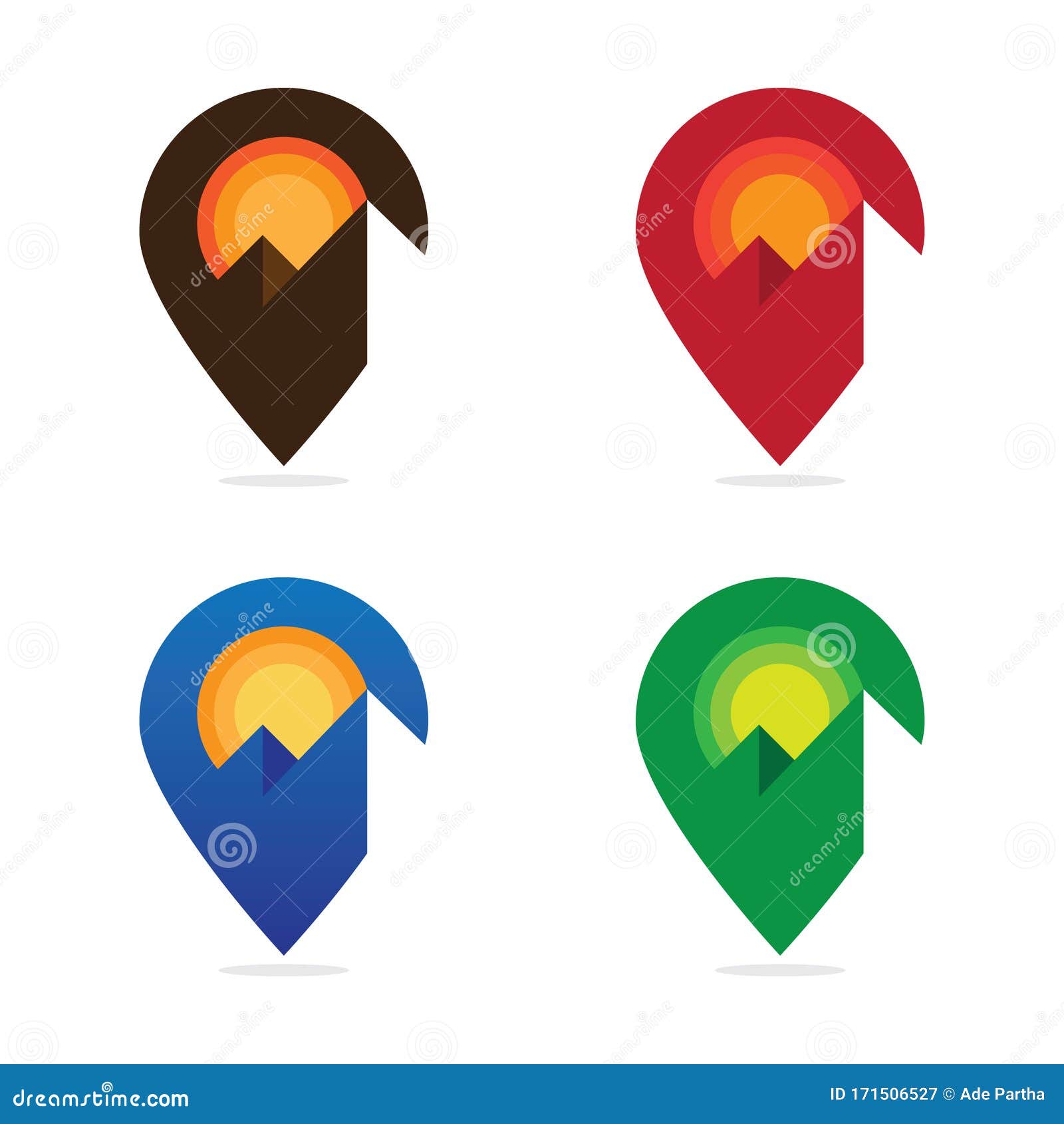 colorful set of adventure maps icon