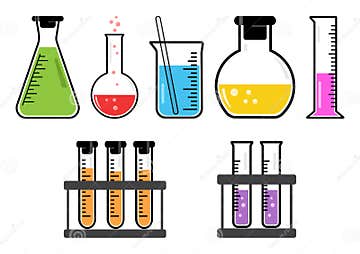 Colorful Set Chemical Vessels. Vector Illustration Stock Illustration ...