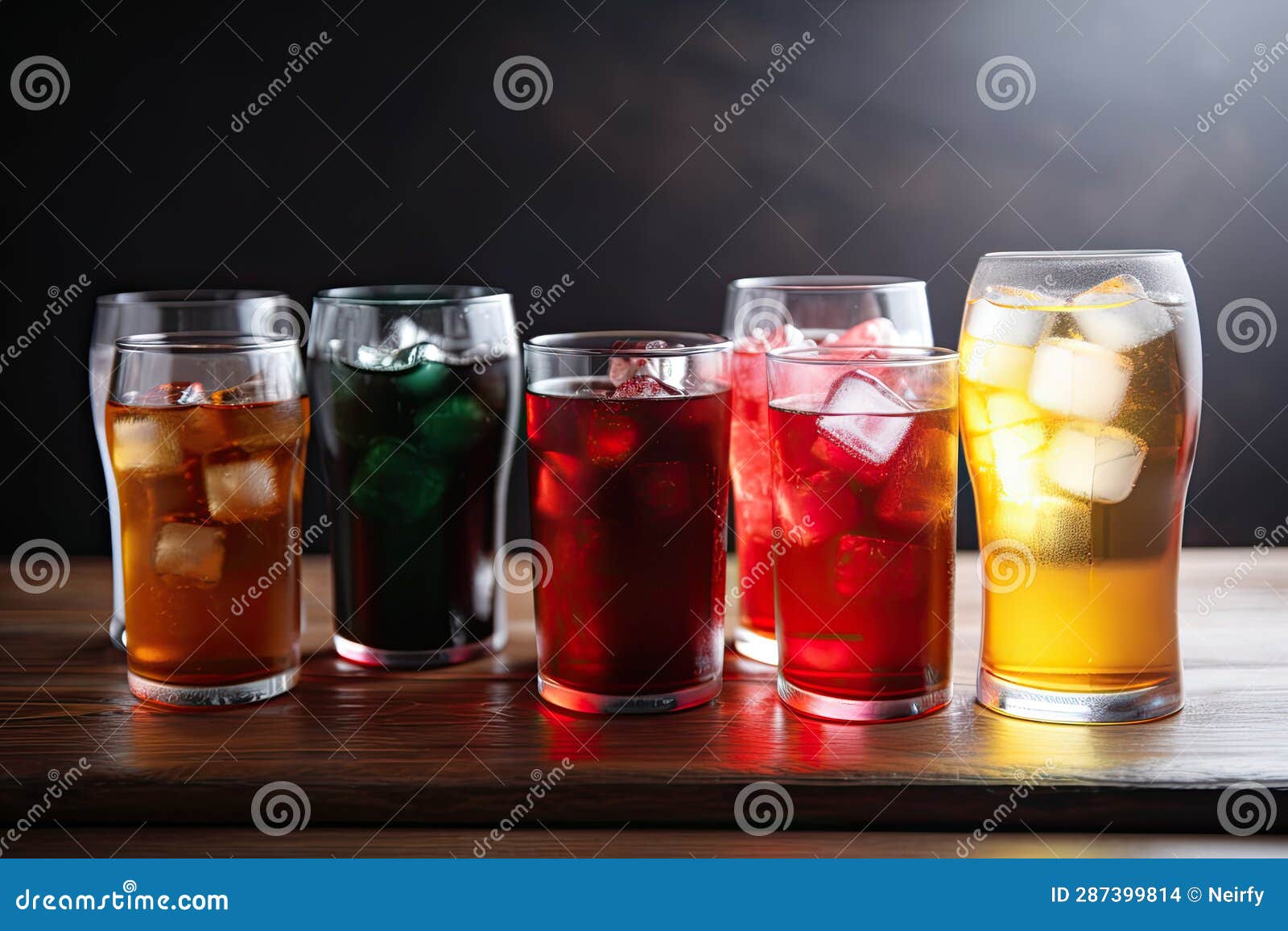 Colorful set of ice drinks stock photo. Image of celebration 287399814