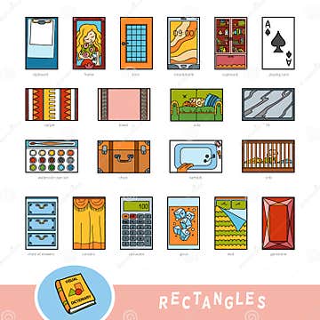 Colorful Set of Rectangle Shape Objects. Visual Dictionary Stock Vector ...