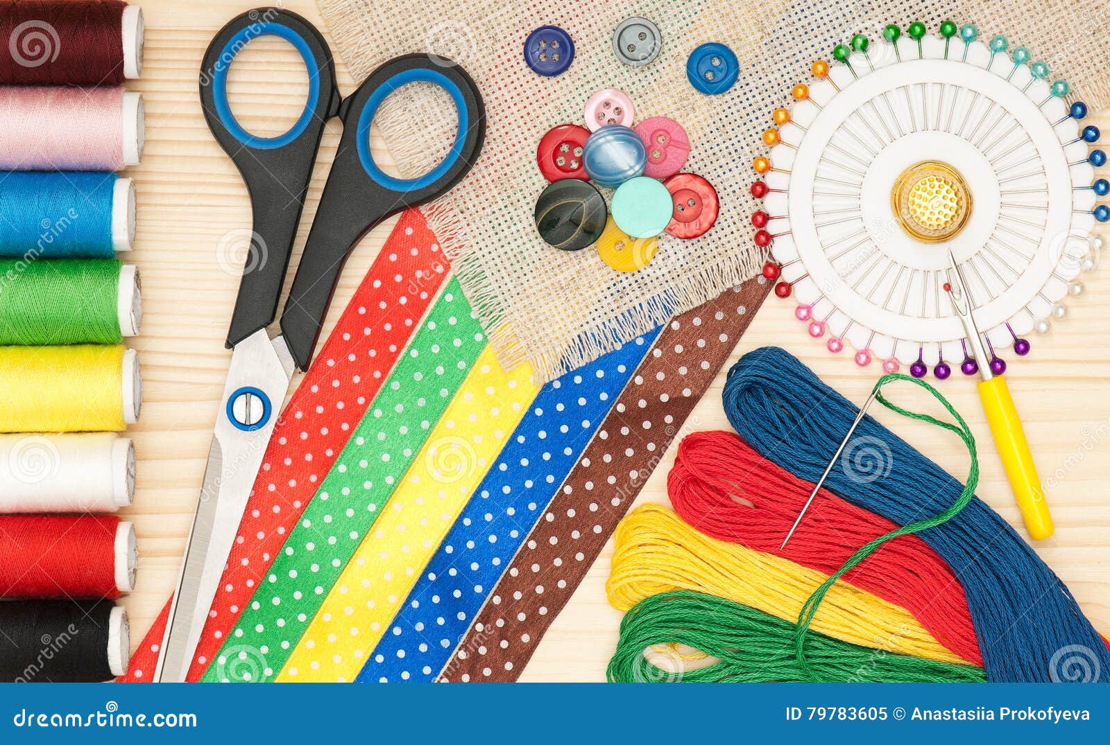 Colorful Sewing Accessories Stock Image Image of pass, background