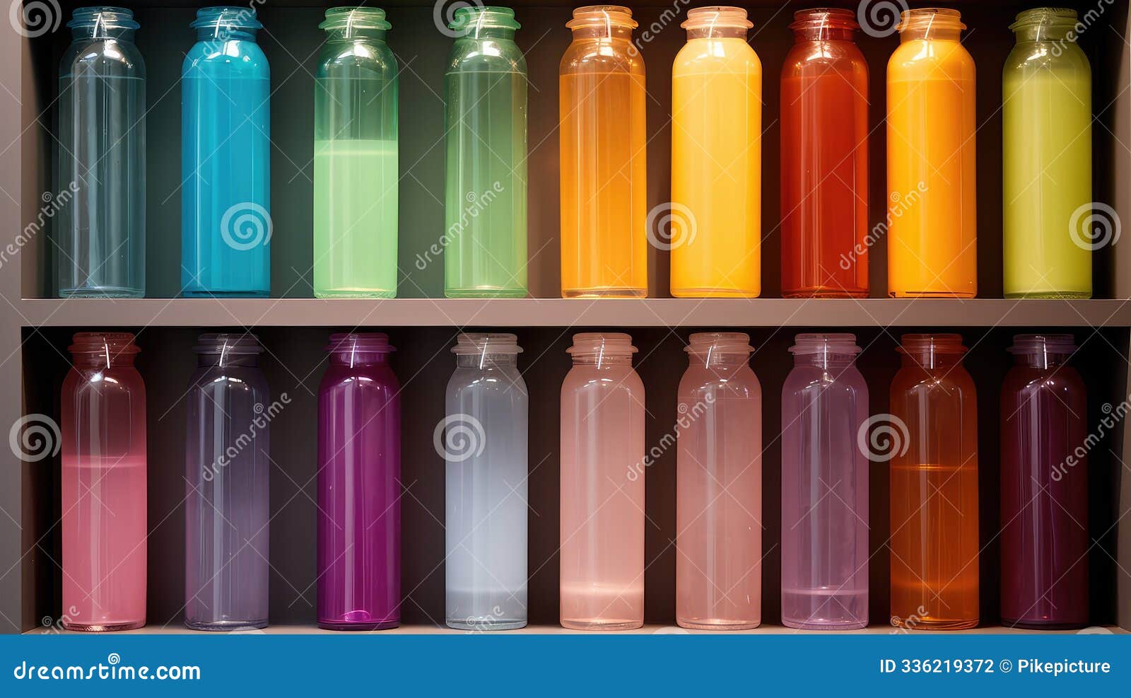 colorful shampoo bottle in shower