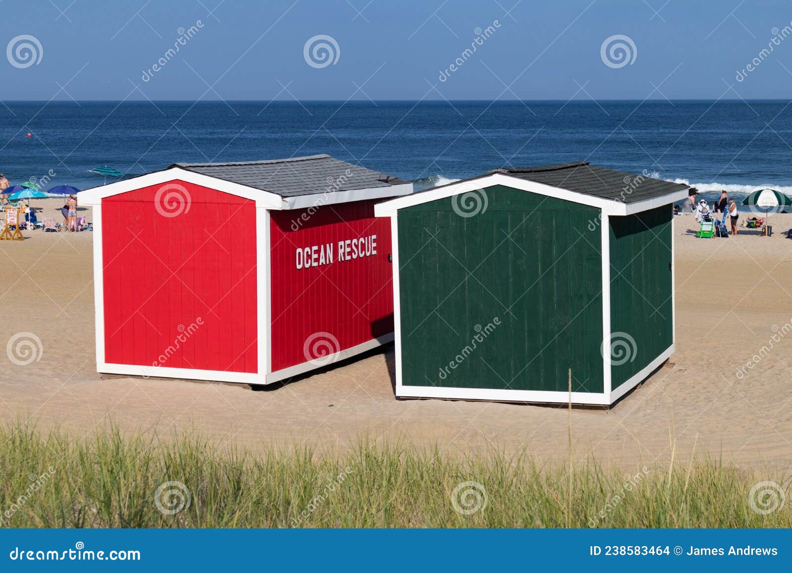 Colorful Sheds on Long Branch Beach Along the Atlantic Ocean in