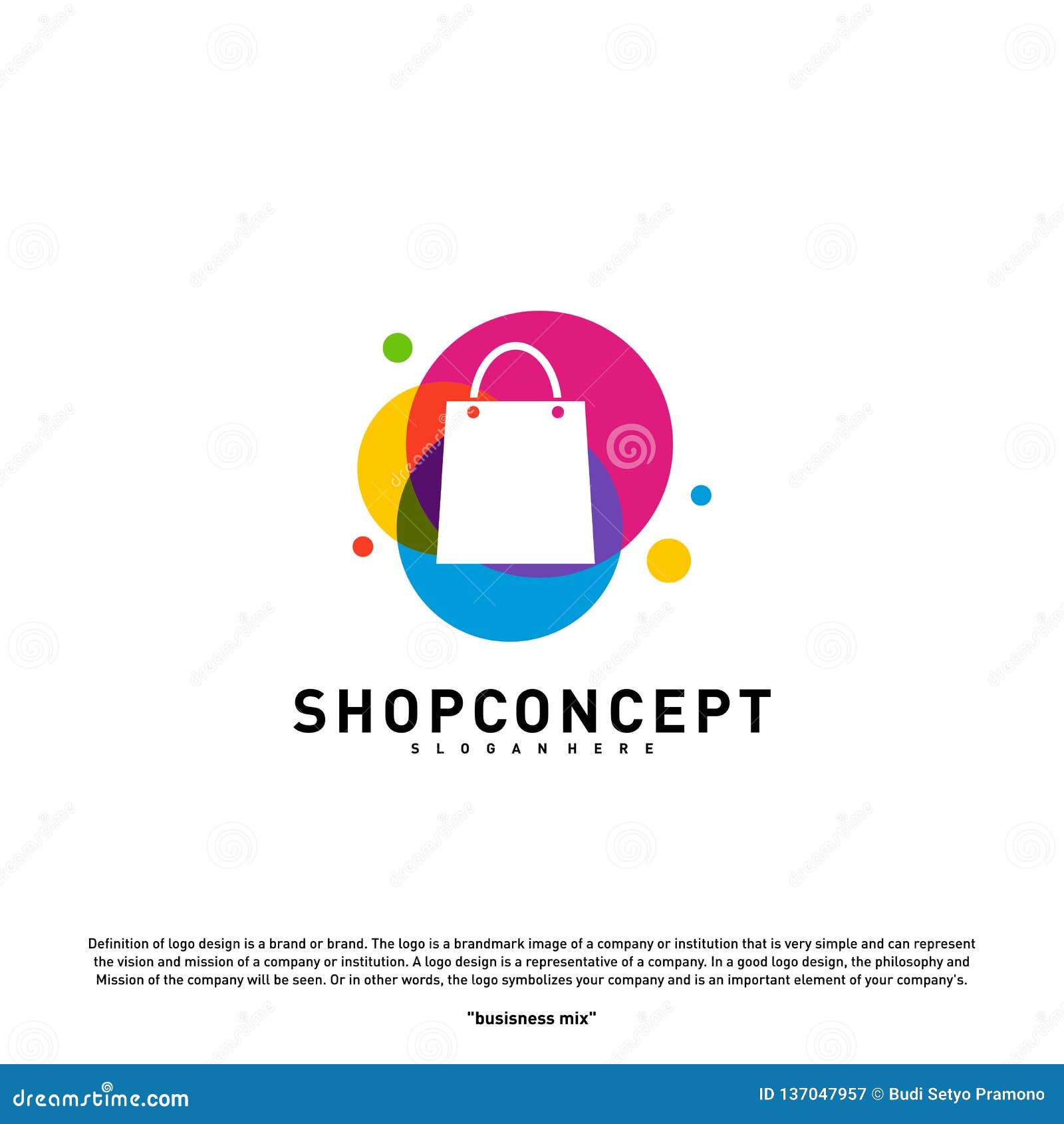 Colorful Shop Logo Design Concept. Shopping Center Logo Vector Stock ...