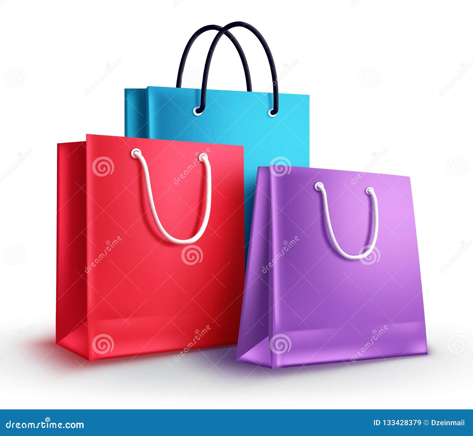 colorful shopping bags  . group of empty paper bags