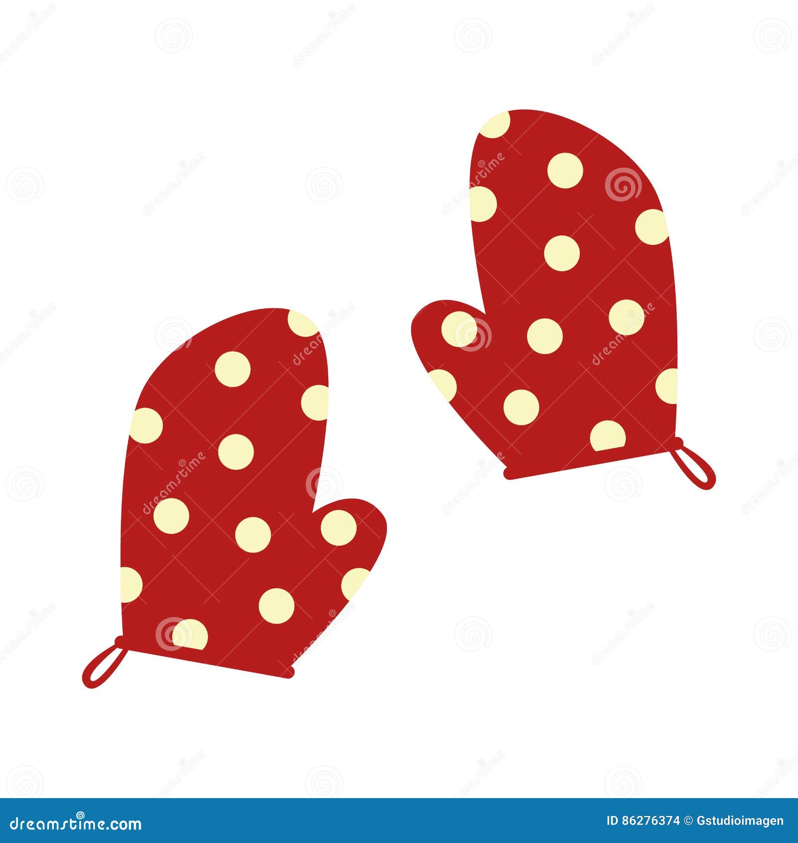 Colorful Silhouette Dotted Kitchen Gloves Stock Vector Illustration