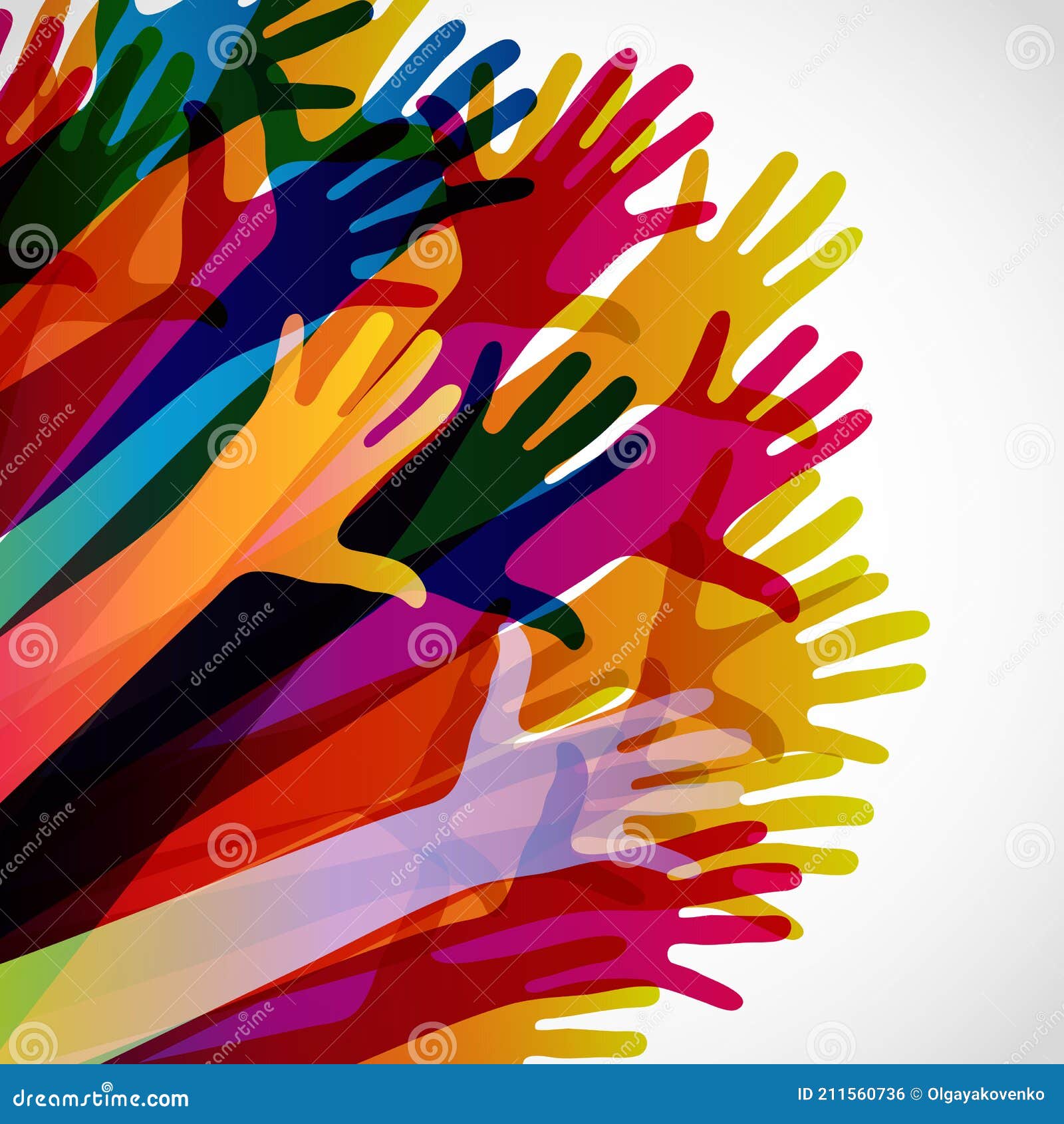 Silhouettes Of Hands Made From People Mob On White Background, Vector