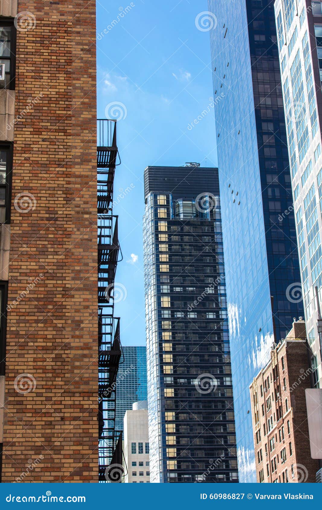 colorful skyscrappers in new york, usa