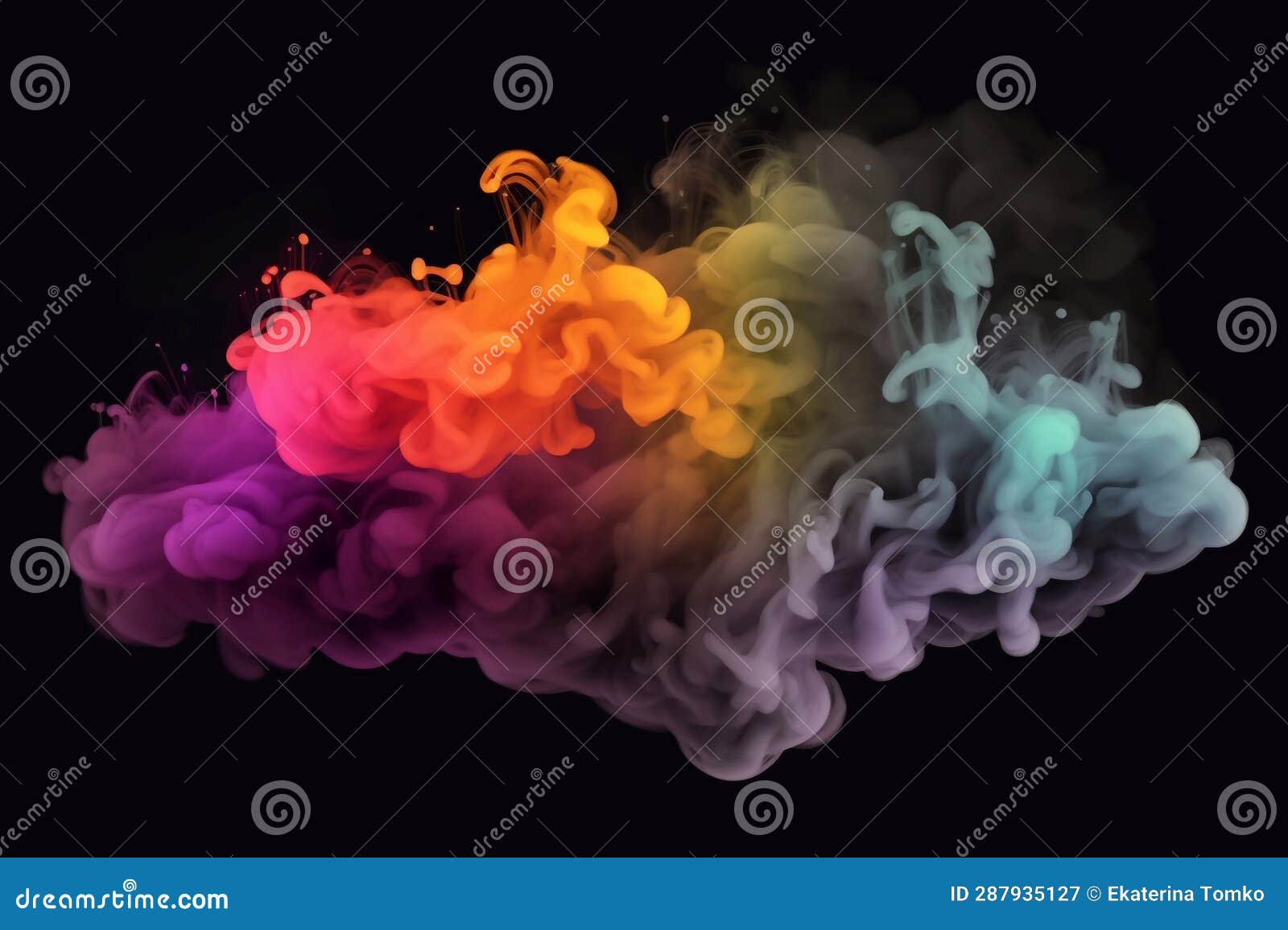 Colorful Smoke on Black, Abstract Colorful Smoke Wallpaper Background