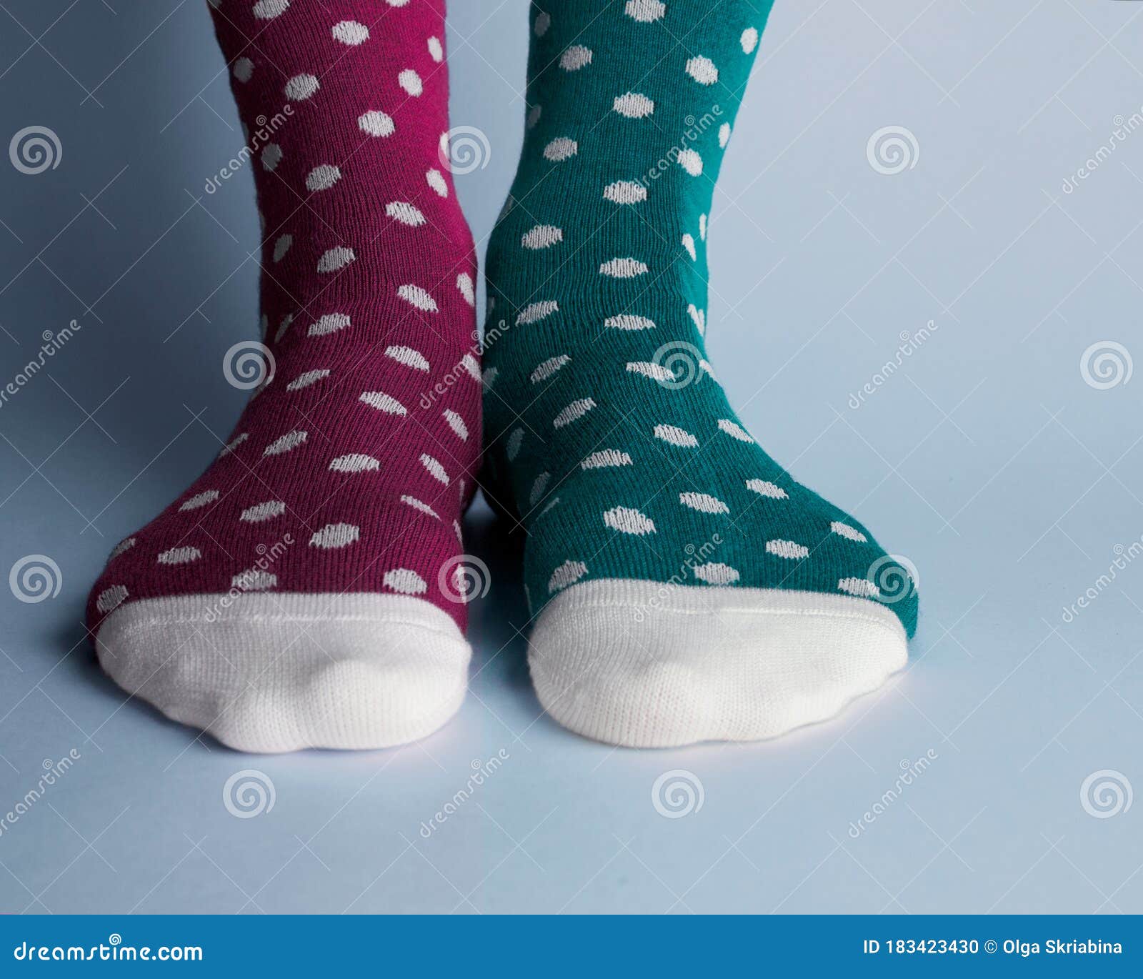 Feet in Colored Polka Dots Socks Stock Photo - Image of polka, isolated ...