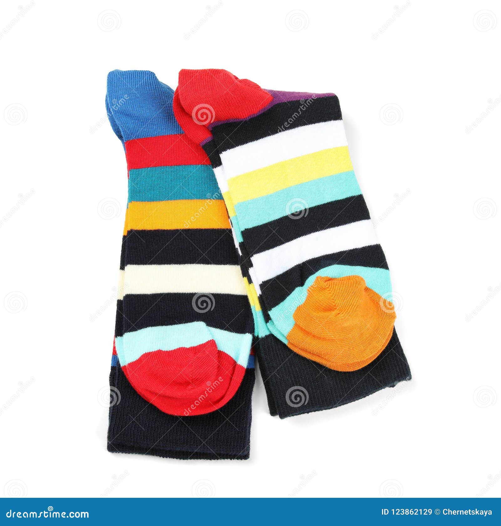 Colorful Socks on White Background Stock Image - Image of foot, cloth ...