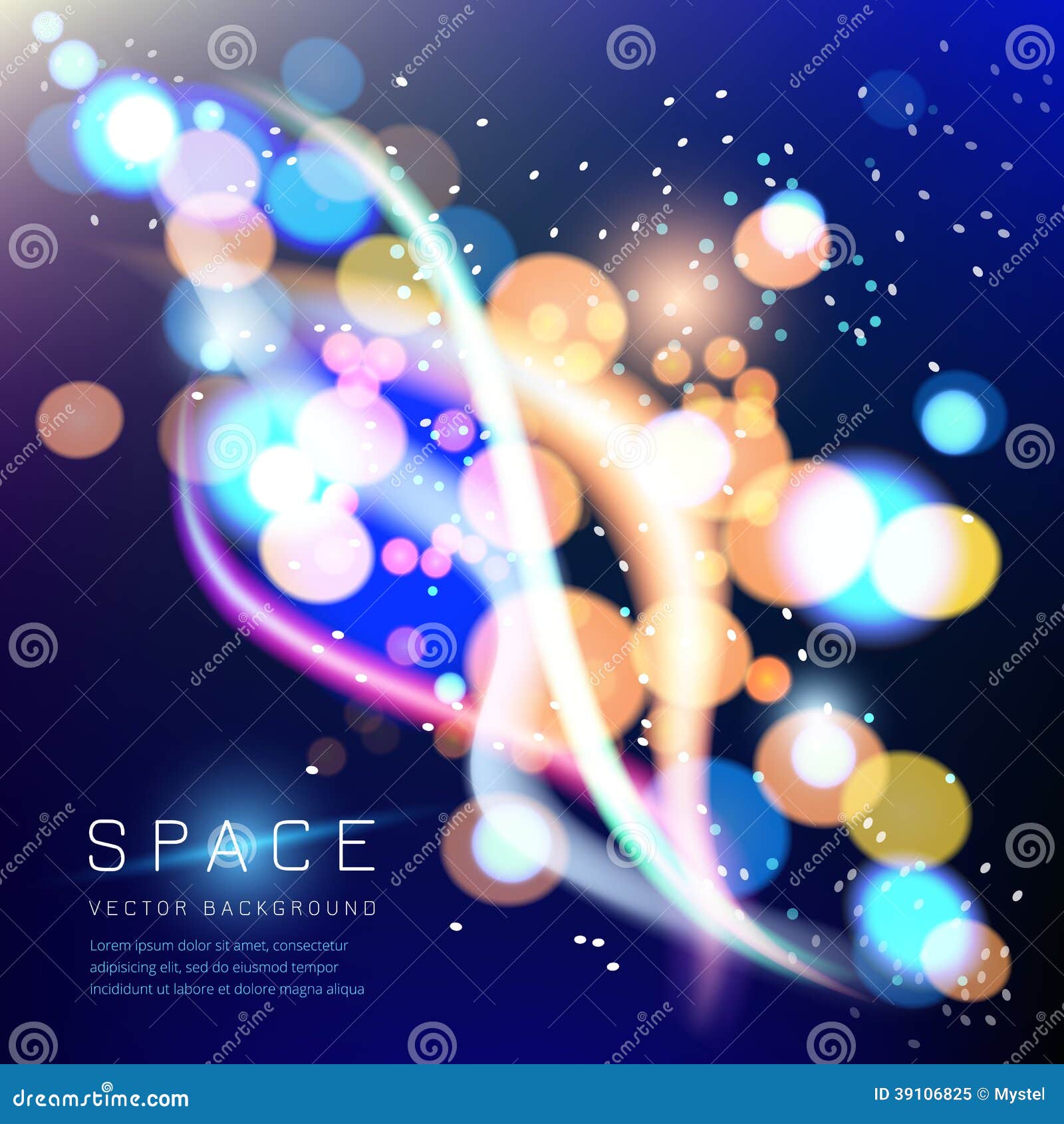 Colorful Space Background. Blurry Abstract Bokeh Stock Vector