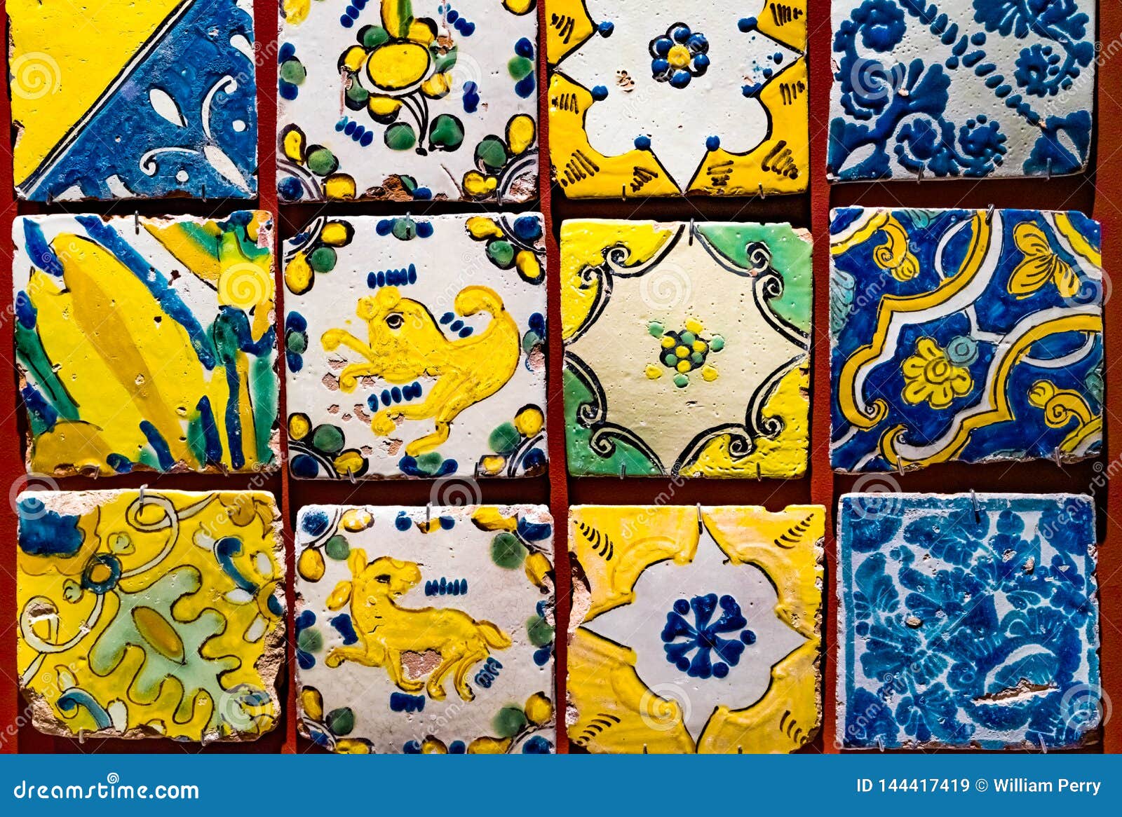 colorful spanish tiles templo mayor mexico city mexico