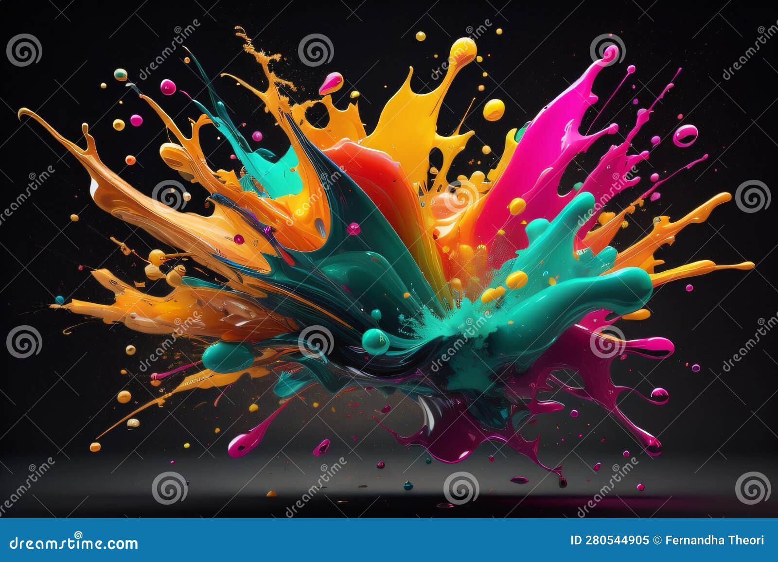 a colorful splash of paint on a flat surface, splasher paint colors, color ink explosion, generative ai