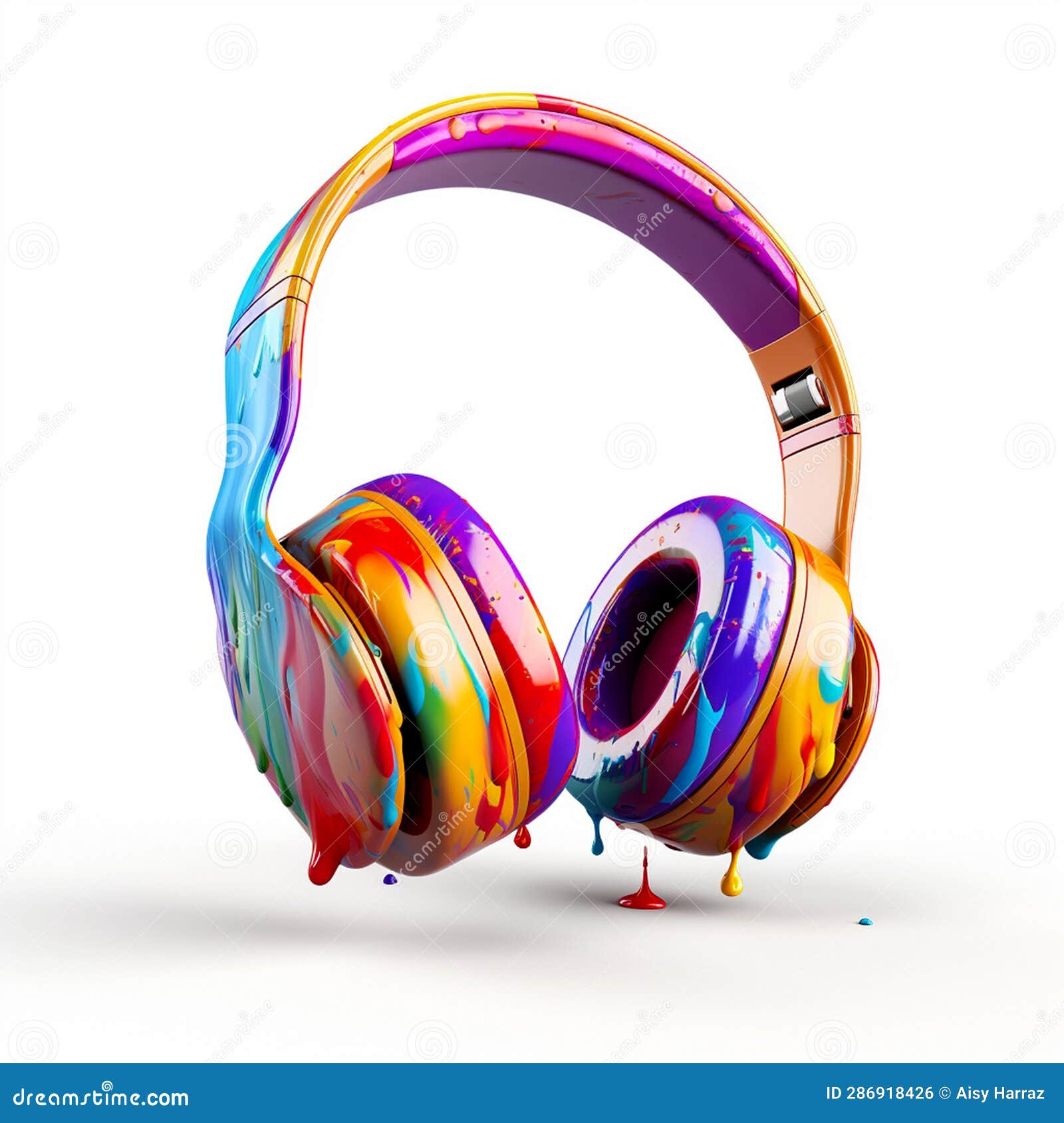 A Colored Splashes Paint Headphone. a Colorful Splashes Paint Headphone