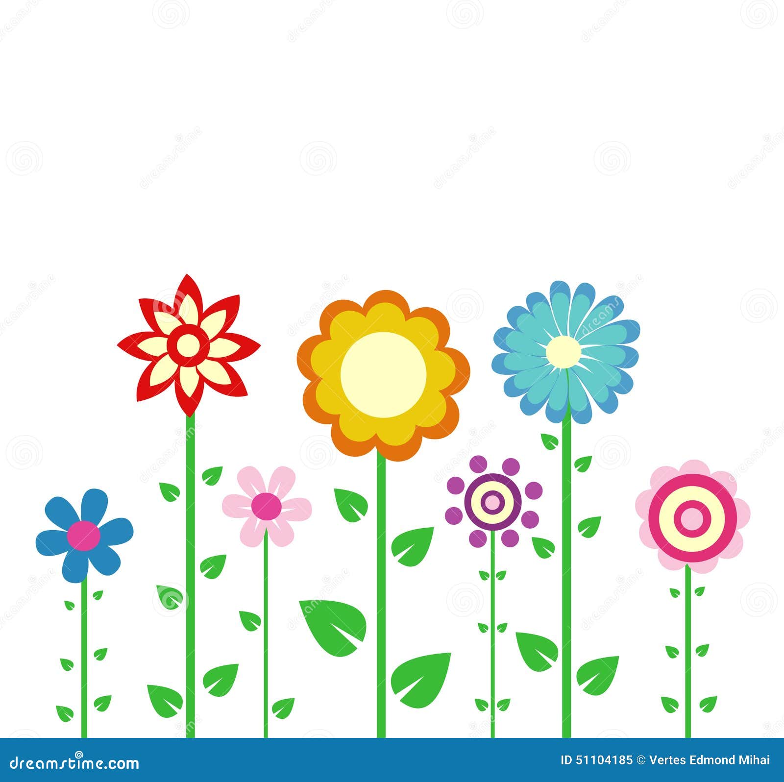 Colorful spring flowers stock vector. Illustration of seamless - 51104185