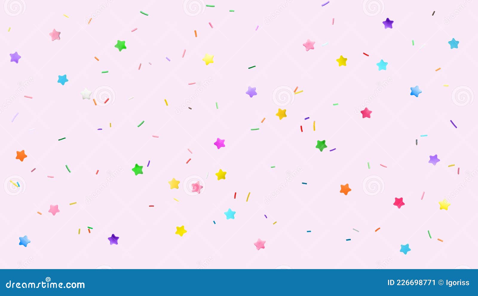 Colorful Sprinkles on Pink Background, Flat Lay Stock Illustration