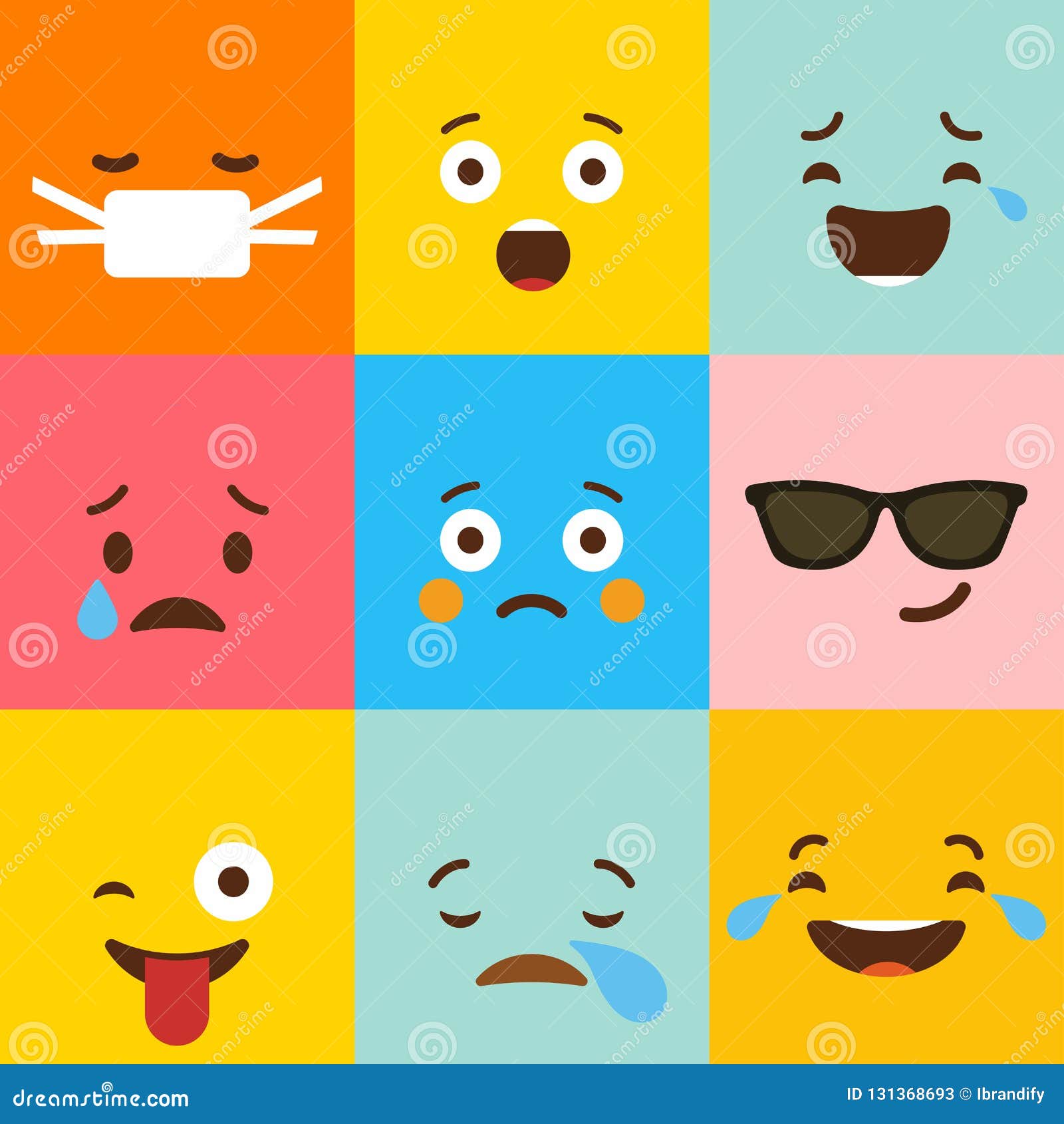 Colorful Square Emojis Set Vector Stock Vector - Illustration of square ...