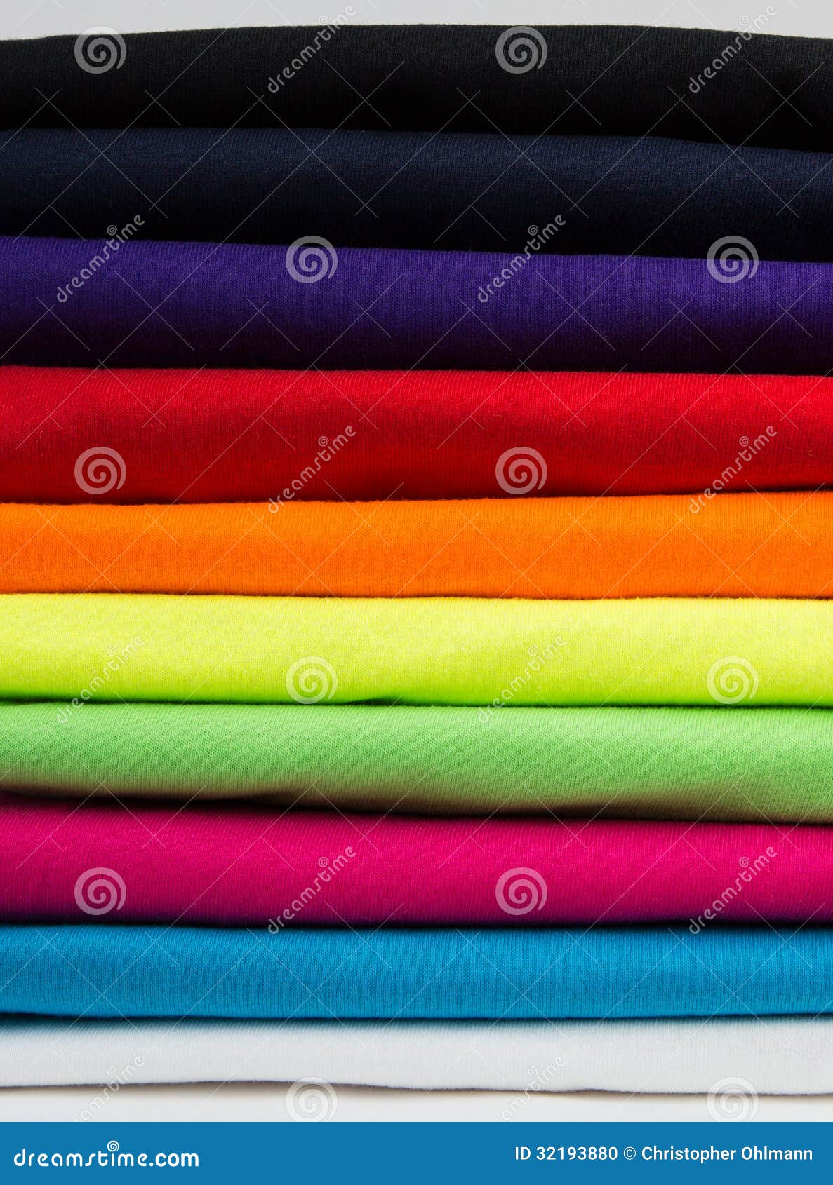 Fold Neat Stack Shirts Colorful stack of clean t-shirts