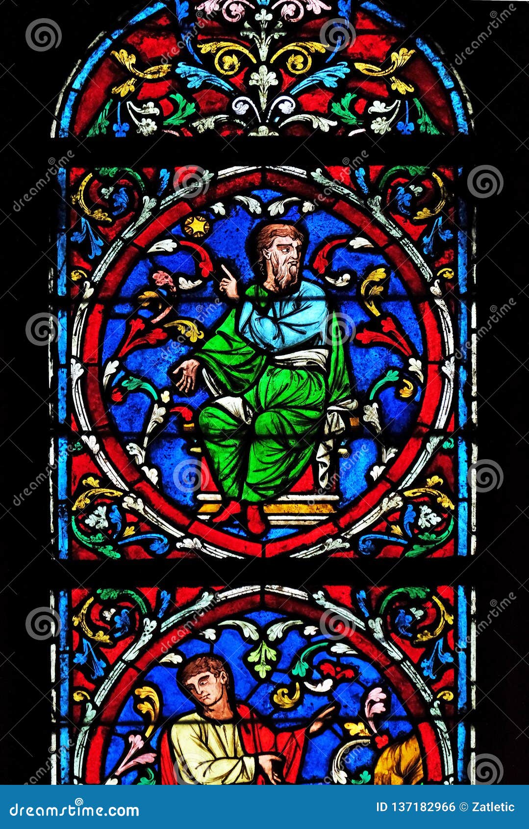 Pillar stay up fruits Colorful Stained Glass Window in the Notre Dame Cathedral in Paris  Editorial Photo - Image of gospel, glass: 137182966