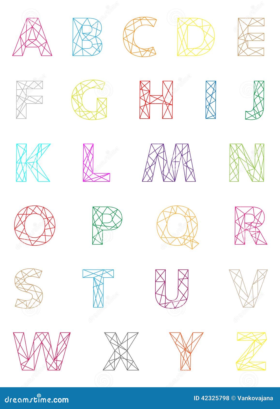 Colorful stitched alphabet stock vector. Illustration of designn 42325798