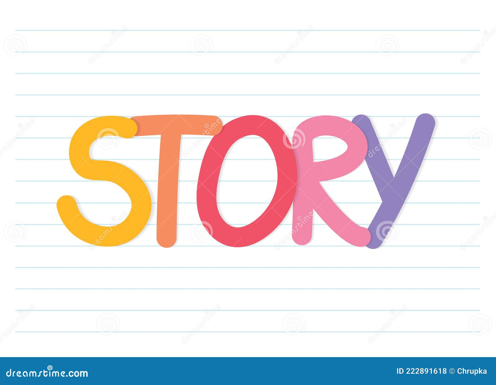 Colorful Story Word On Lined Paper Background Stock Vector Illustration Of Equipment Colorful