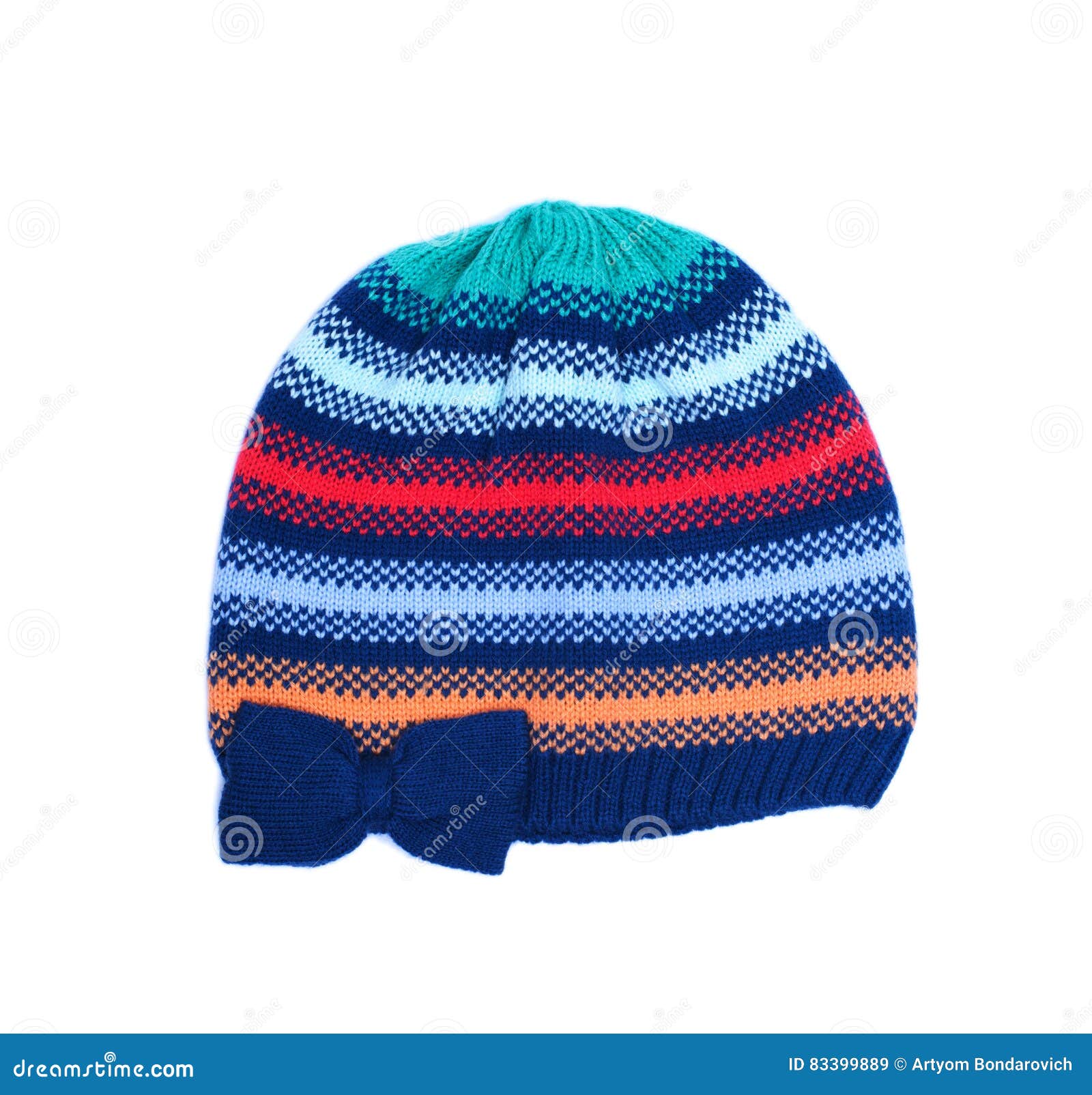 Colorful Striped Knitted Wool Hat Isolated on White Background. Stock Image Image of cool